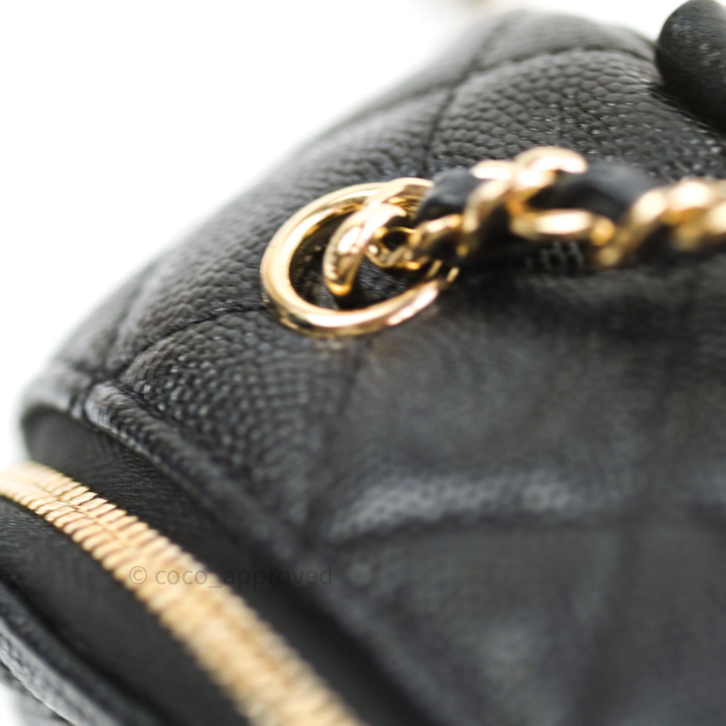 Chanel Quilted Small CC Day Backpack Black Caviar Light Gold Hardware