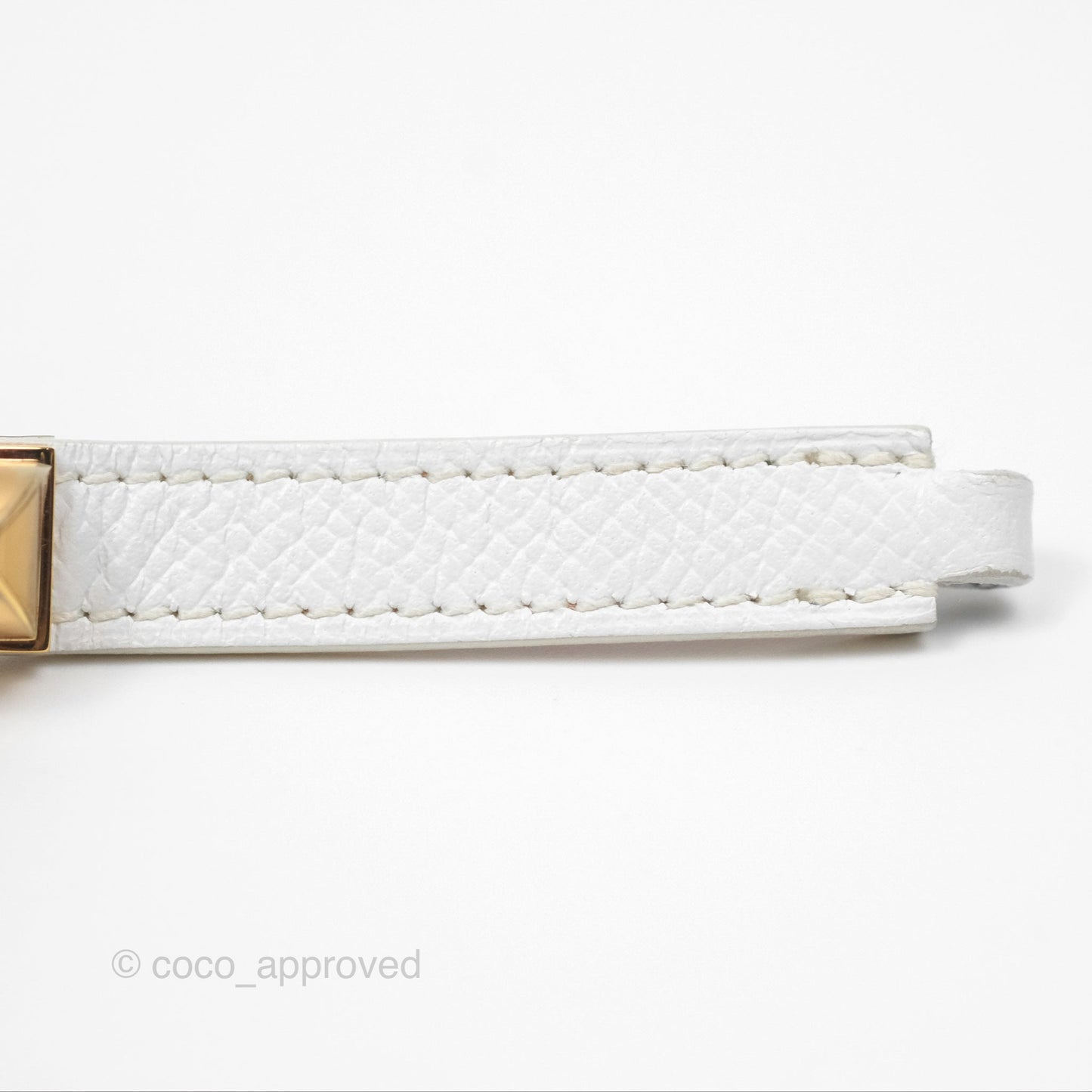 Hermès Rivale Double Tour Bracelet White Epsom Gold Hardware