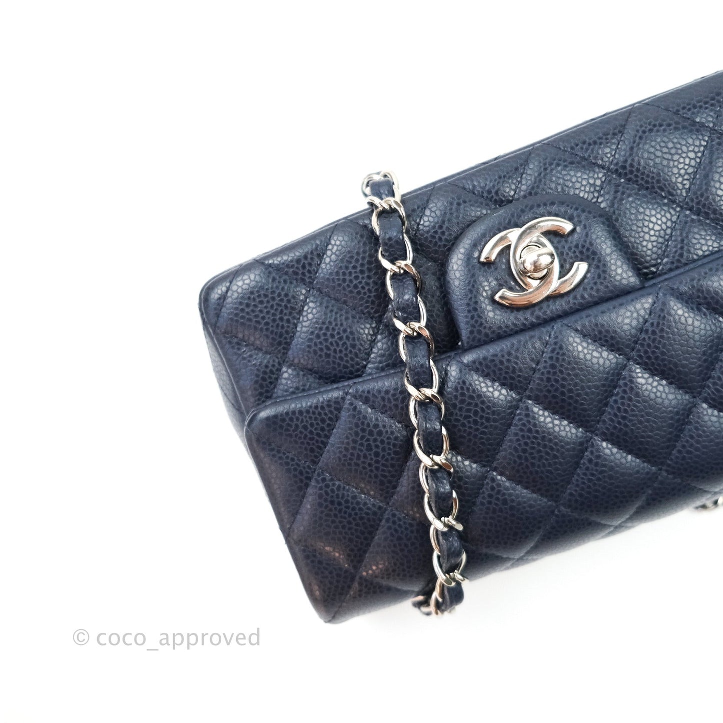 Chanel Quilted Mini Rectangular Navy Caviar Silver Hardware