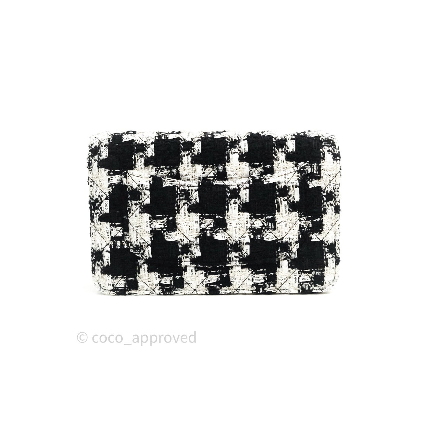 Chanel Quilted Wallet on Chain WOC Tweed Houndstooth Gold Hardware