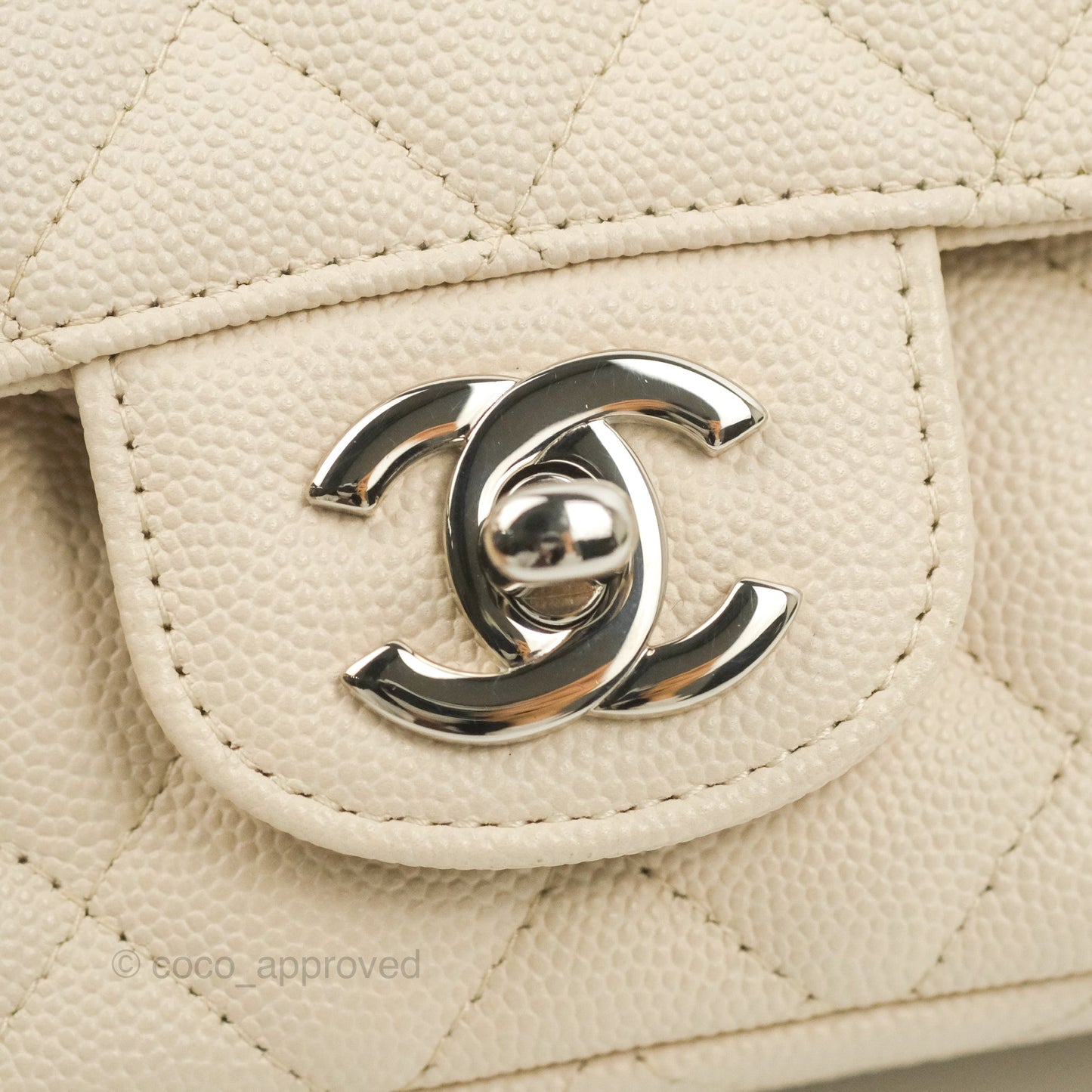 Chanel Quilted Mini Rectangular Ivory Caviar Silver Hardware