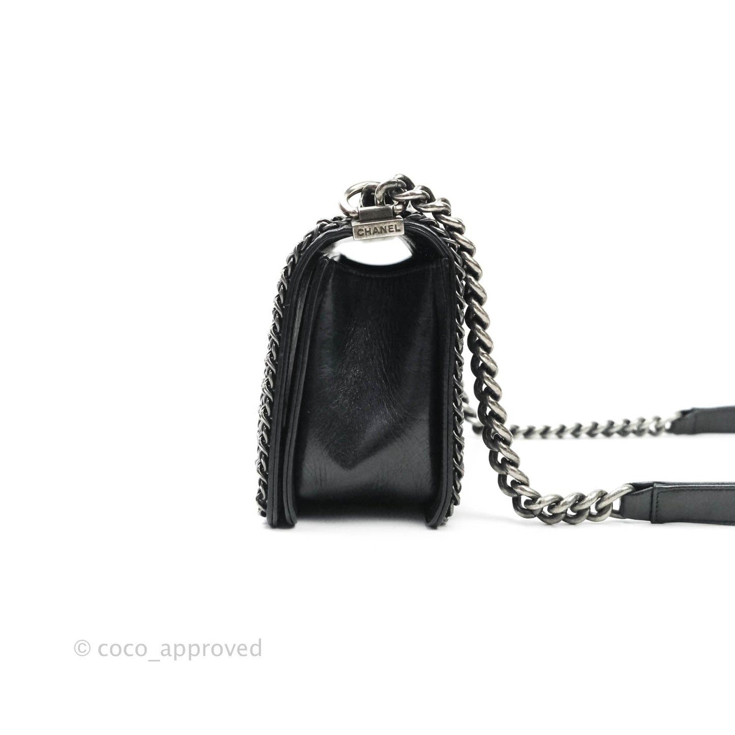 Chanel Quilted Chain Around Medium Aged Glazed Calfskin Boy Ruthenium Hardware