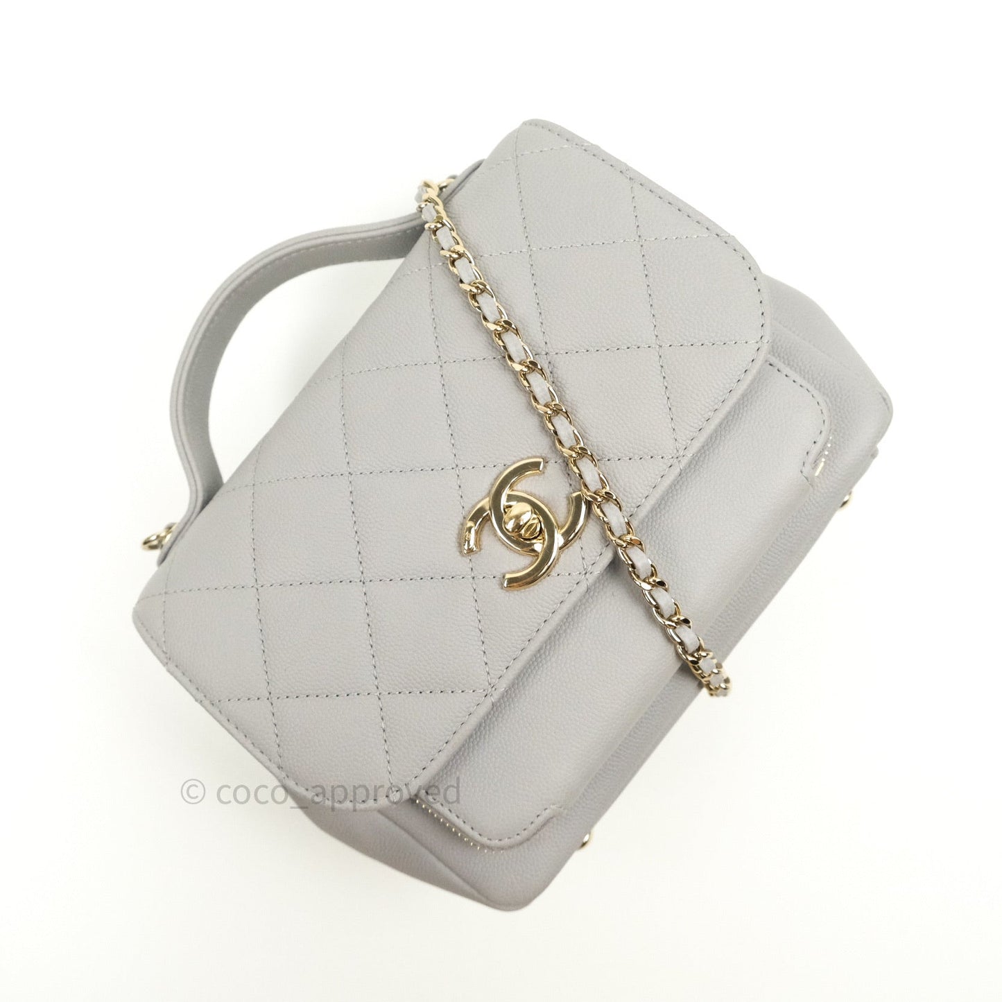 Chanel Caviar Quilted Small Business Affinity Flap Grey Light Gold Hardware