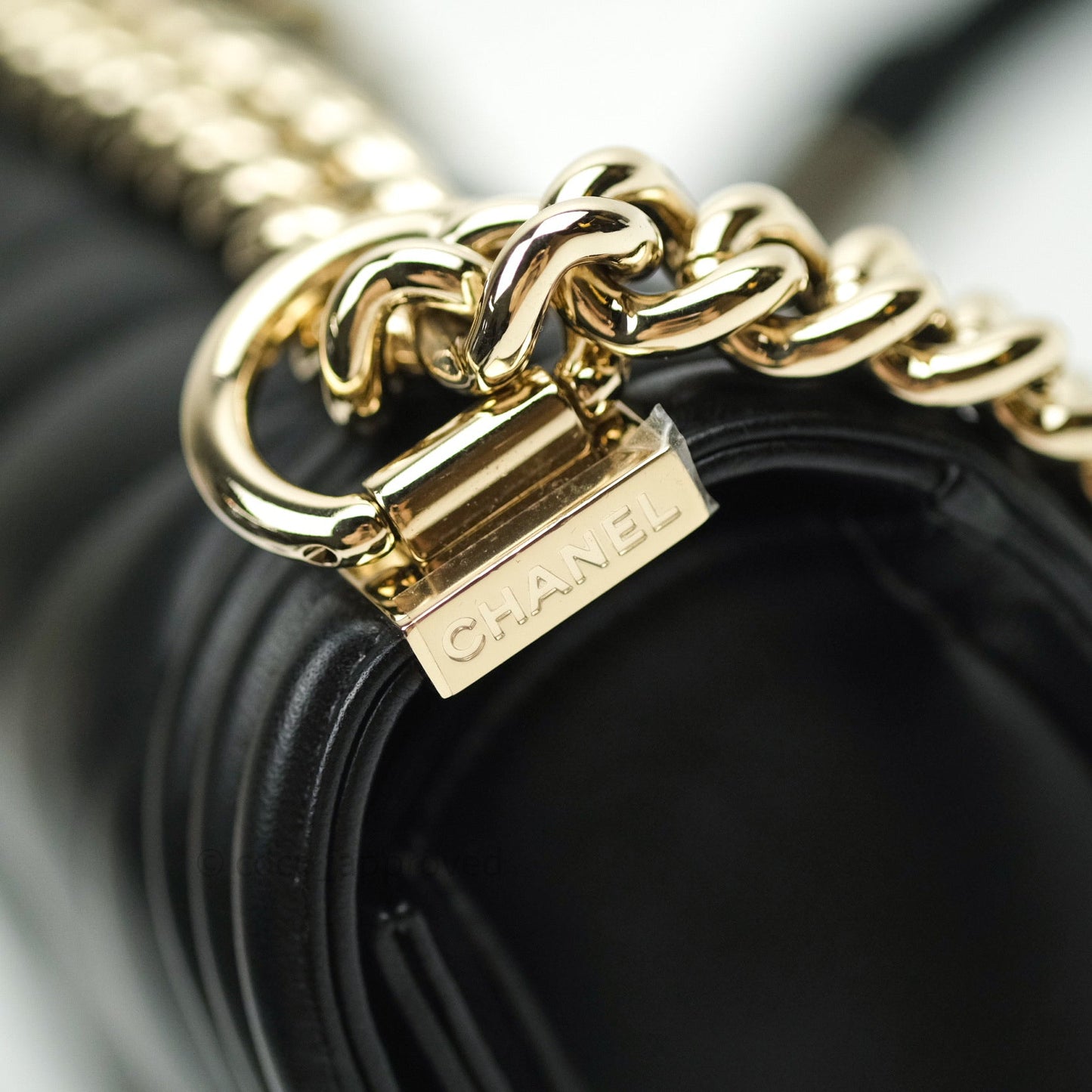 Chanel Small Boy Chevron Black Lambskin Gold Hardware