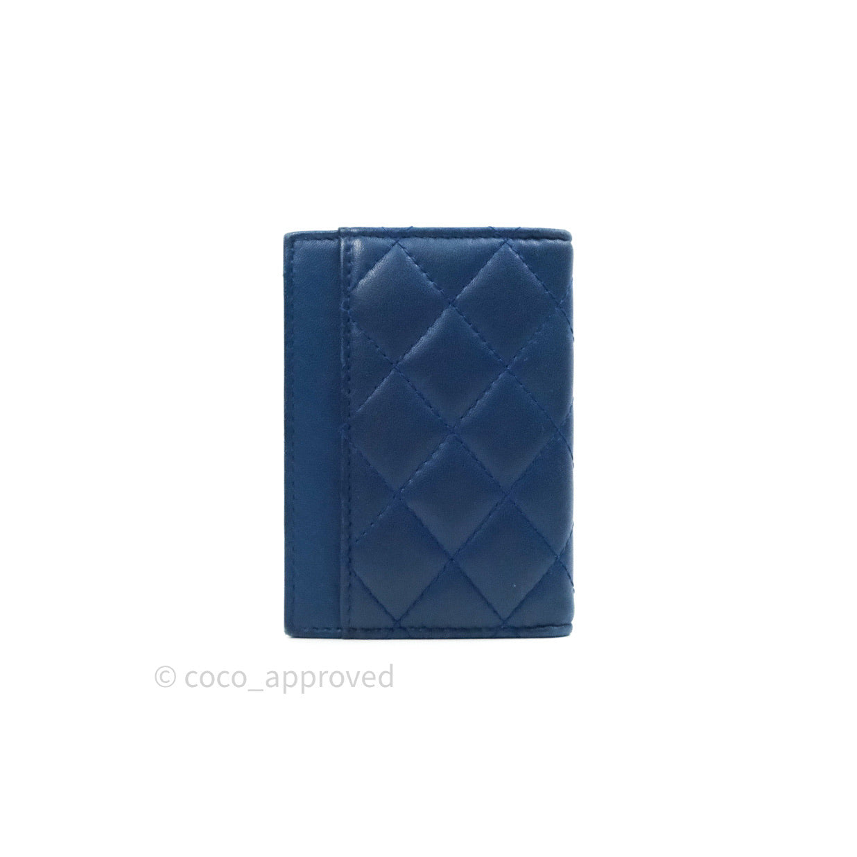 Chanel Blue Card Holder Lambskin Silver Hardware