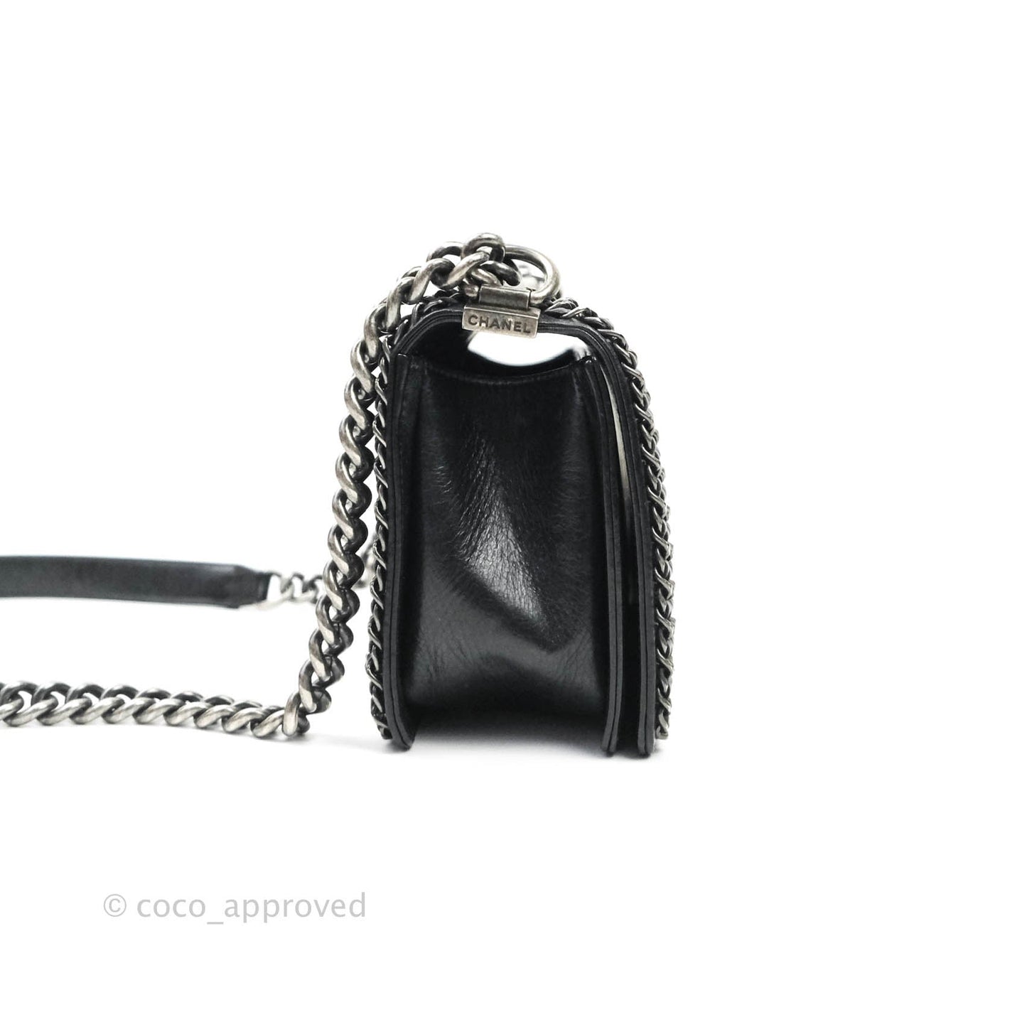 Chanel Quilted Chain Around Medium Aged Glazed Calfskin Boy Ruthenium Hardware