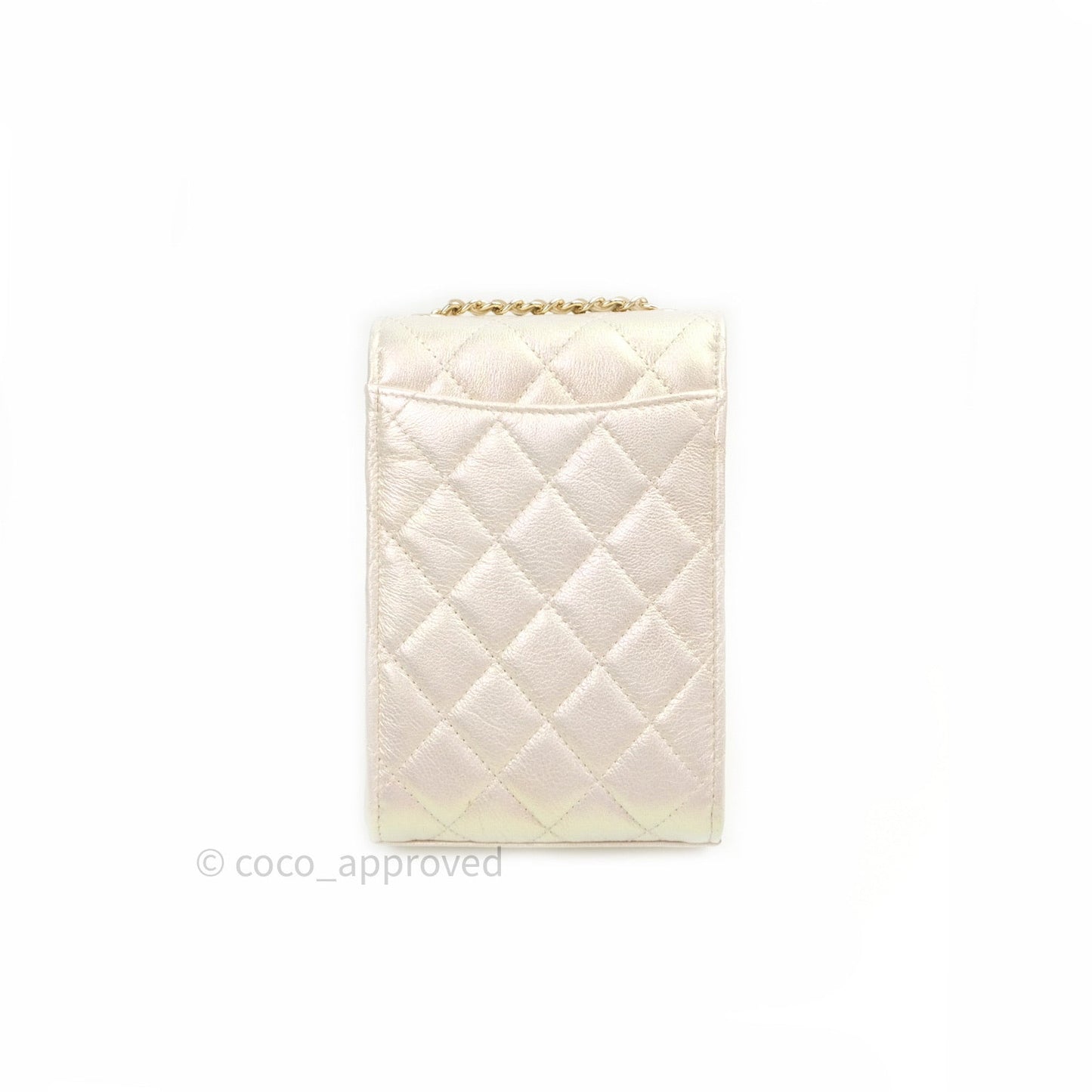 Chanel Classic Ivory Iridescent Gold Hardware Phone Holder