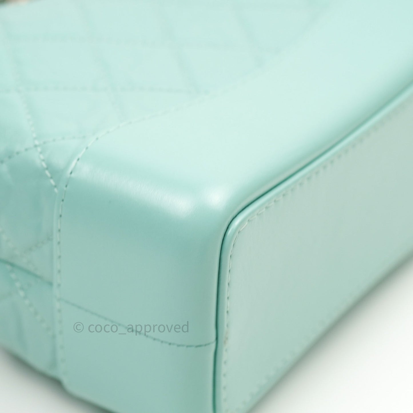 Chanel Gabrielle Backpack Black Aged Calfskin Small Tiffany Blue