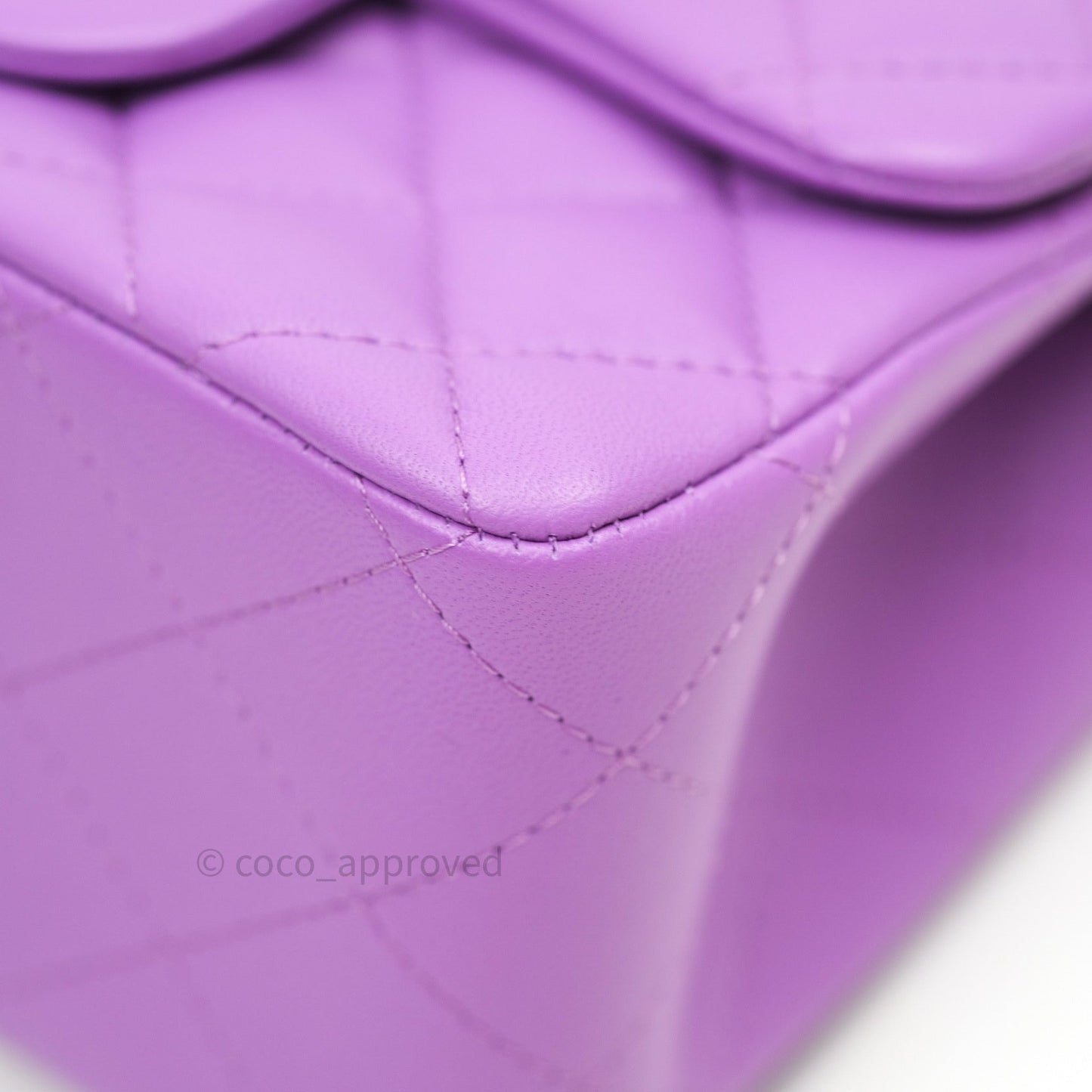 Chanel Mini Square Purple Lambskin Silver Hardware