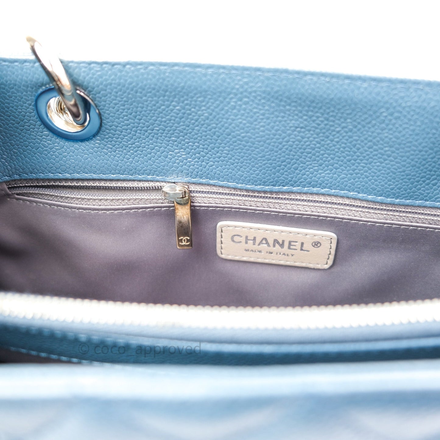 Chanel GST Grand Shopping Tote Blue Caviar Silver Hardware