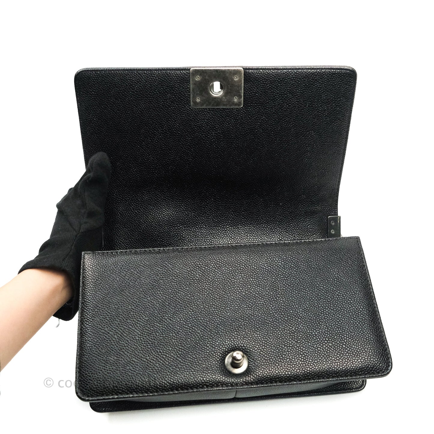 Chanel Boy Quilted Medium Black Caviar Ruthenium Hardware