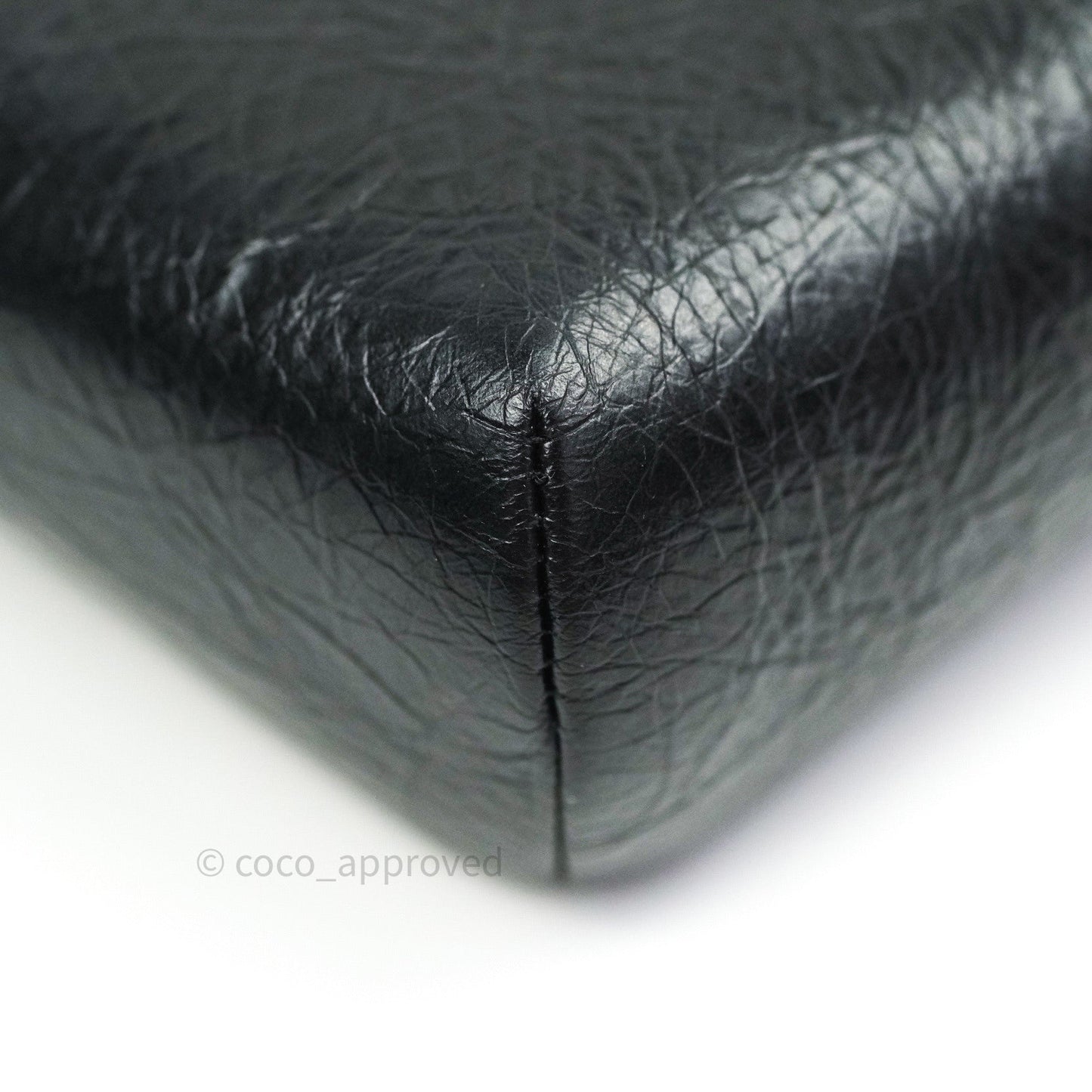 Chanel Bi Quilted Crumpled Calfskin Black Silver Hardware