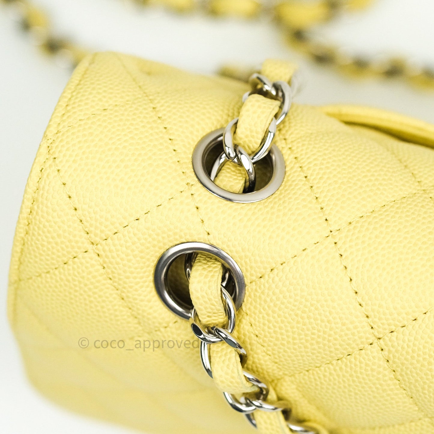Chanel Classic M/L Medium Double Flap Bag Light Yellow Caviar Silver Hardware