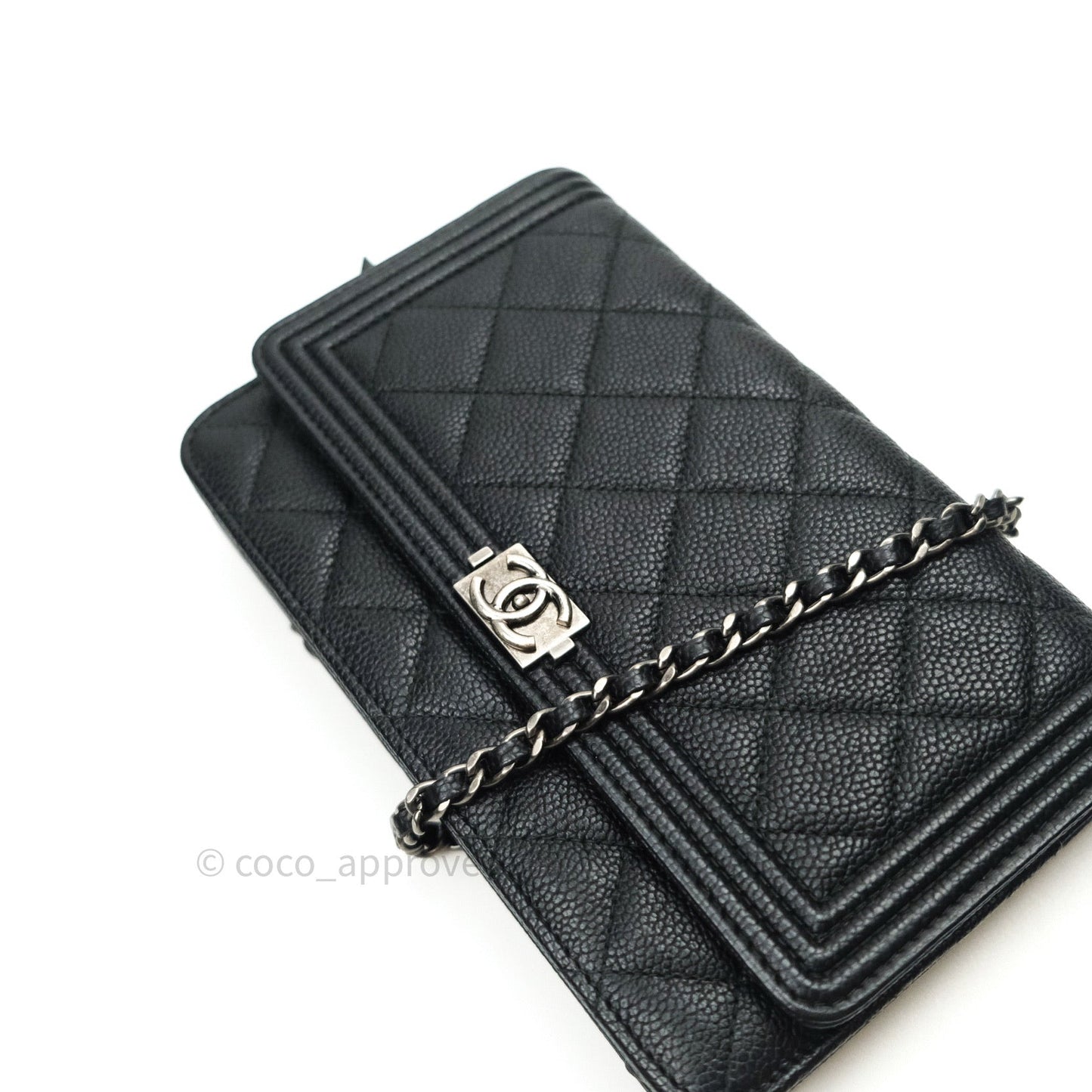 Chanel Boy Wallet on Chain WOC Black Caviar Ruthenium Hardware
