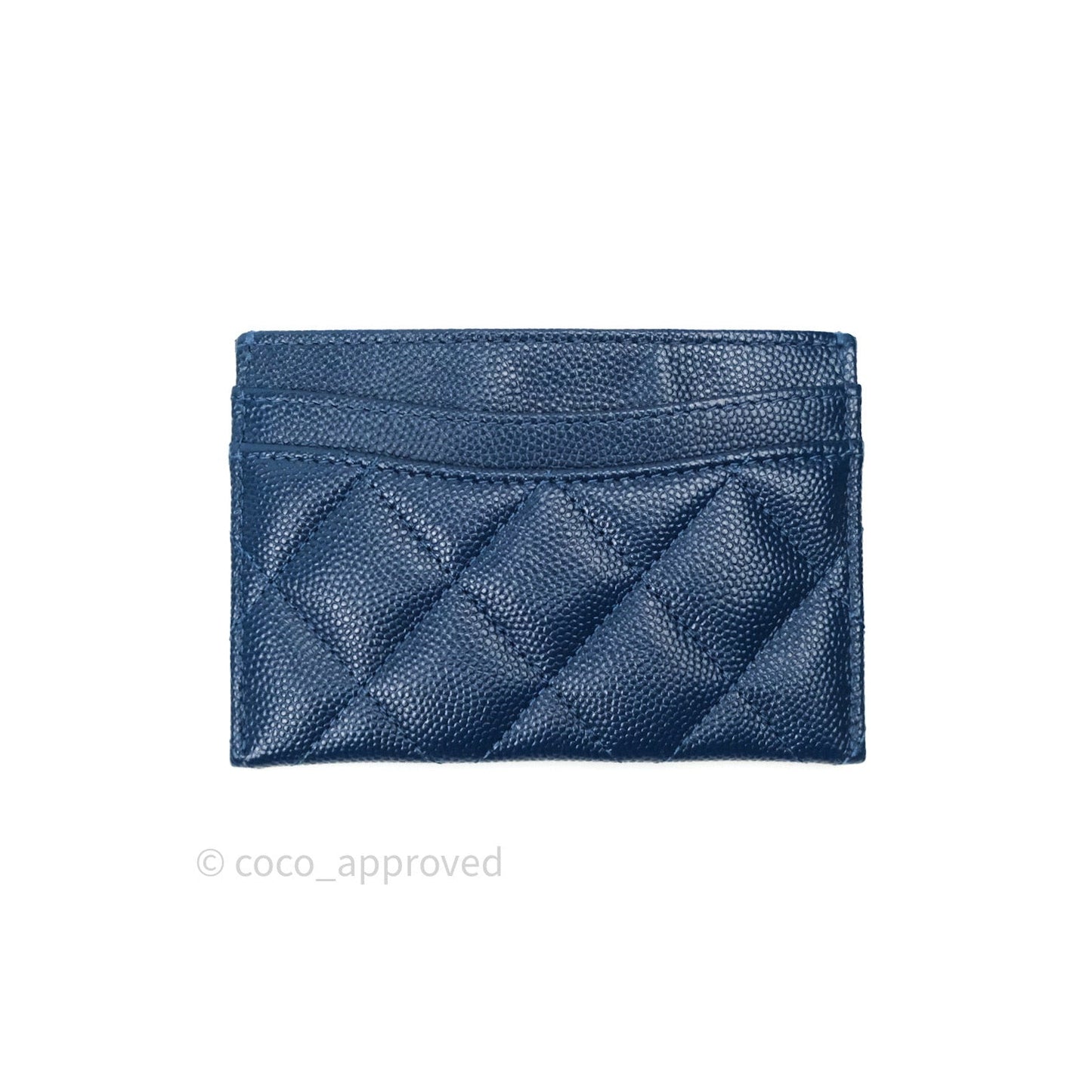Chanel Quilted Classic Navy Caviar Gold Hardware Flat Card Holder