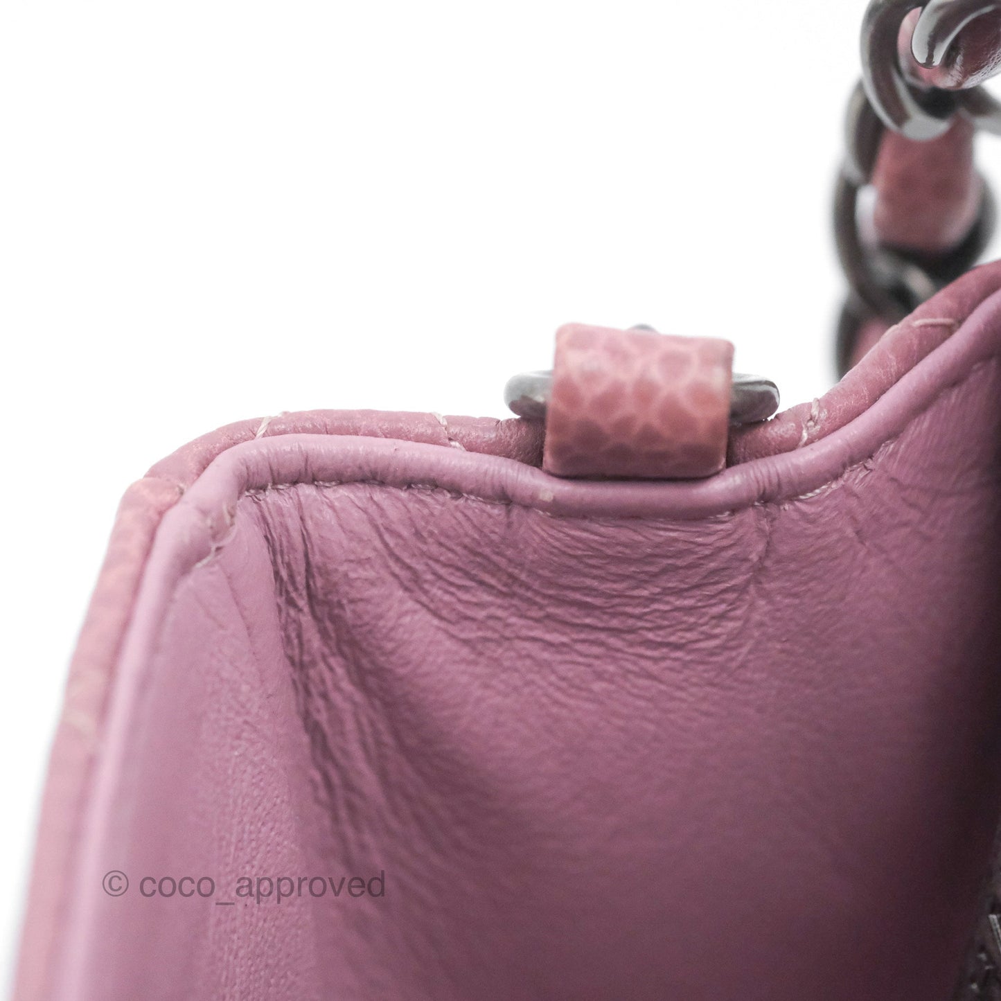 Chanel Quilted Mini Rectangular Flap Dark Pink Caviar Ruthenium Hardware