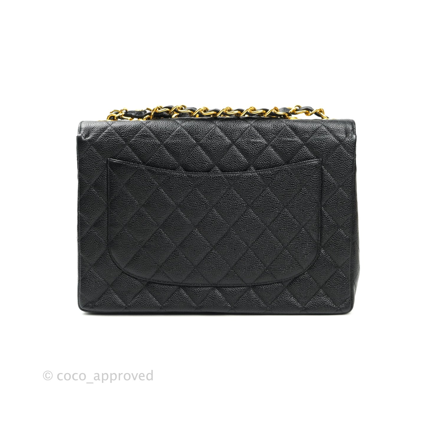 Chanel Classic Vintage Jumbo Single Flap Black Caviar 24K Gold Hardware