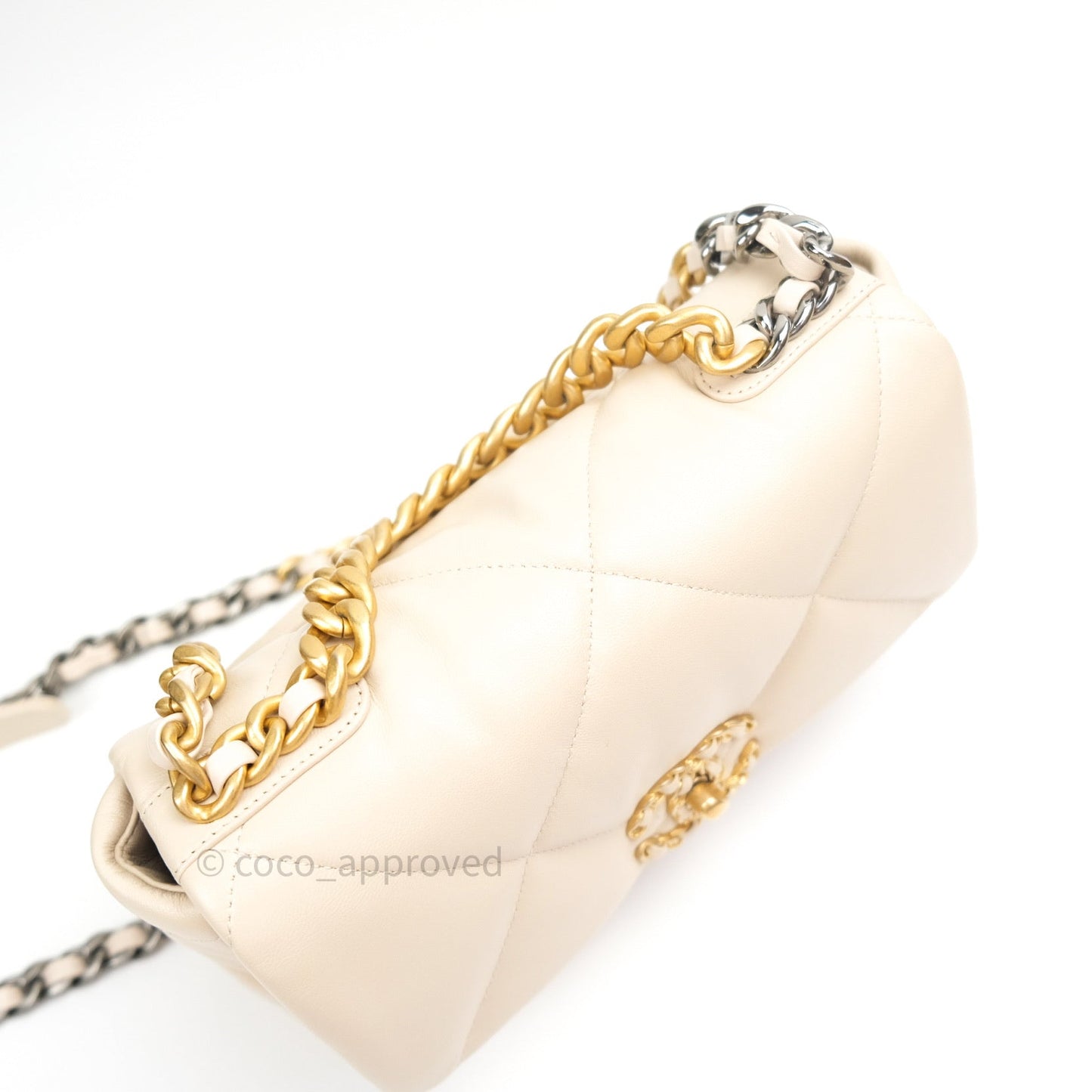 Chanel 19 Small Beige Goatskin Mixed Hardware