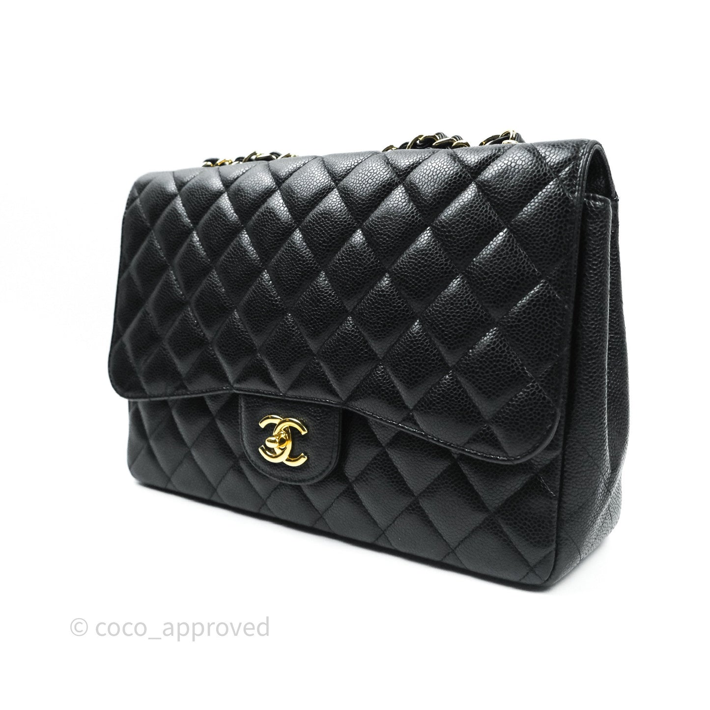 Chanel Jumbo Single Flap Black Caviar Gold Hardware⁣⁣