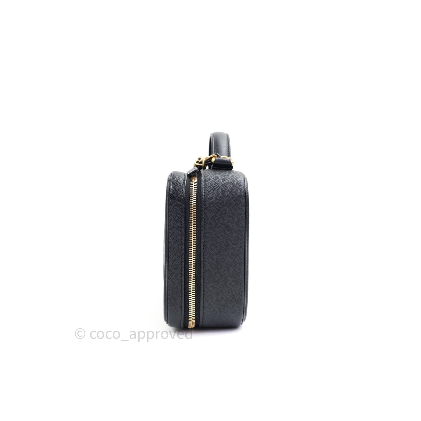 Chanel Quilted Medium CC Filigree Vanity Case Black Caviar Gold Hardware