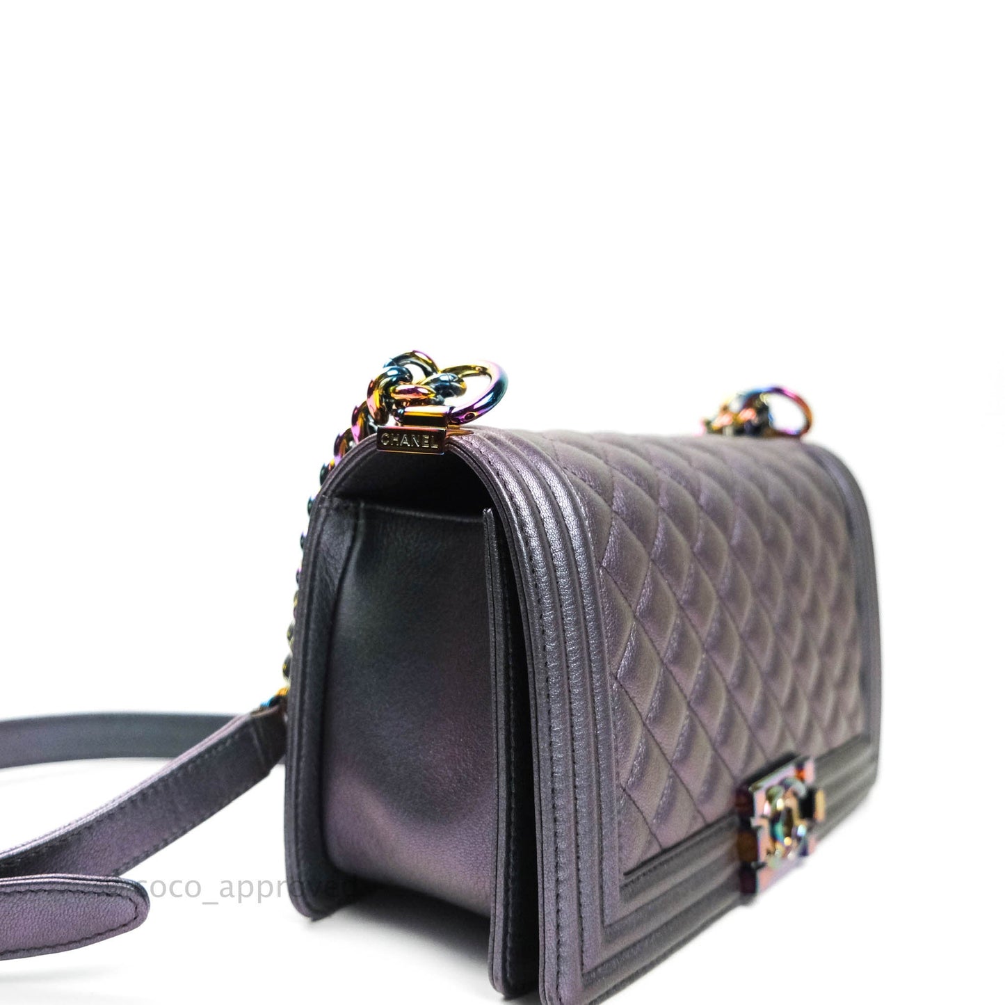 Chanel Purple Mermaid Iridescent Medium Calfskin Boy Bag