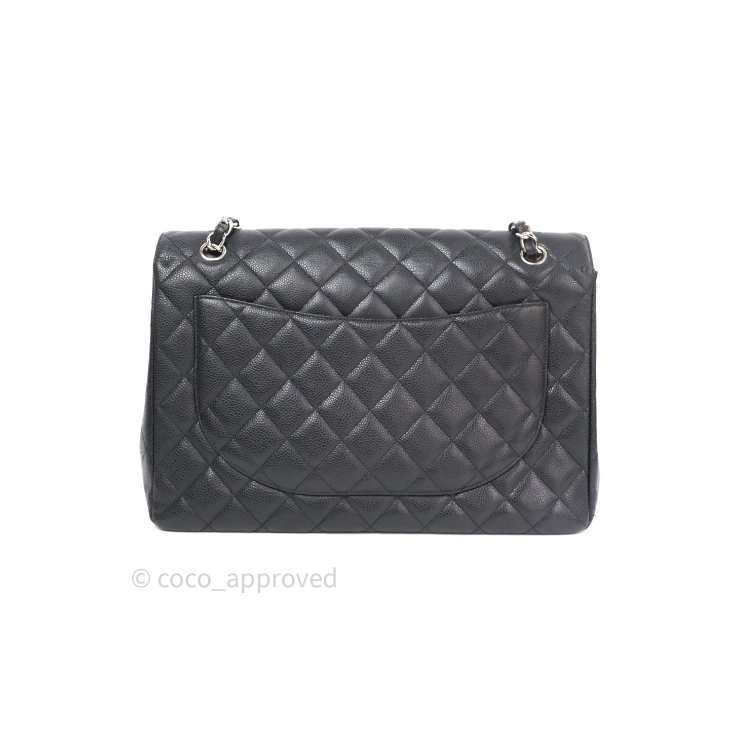 Chanel Classic Maxi Single Flap Quilted Black Caviar Silver Hardware