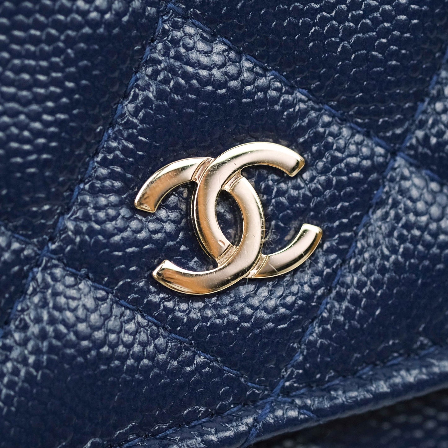Chanel Quilted Wallet on Chain WOC Navy Caviar Gold Hardware