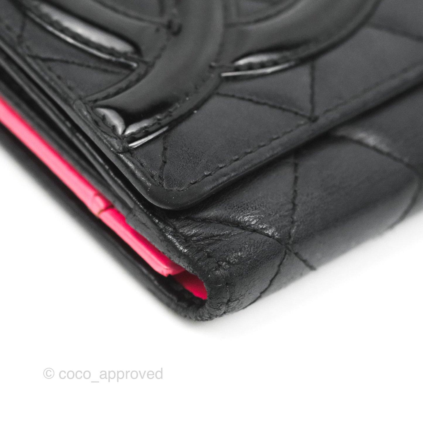 Chanel Quilted Cambon Ligne Flap Wallet Black Lambskin Patent