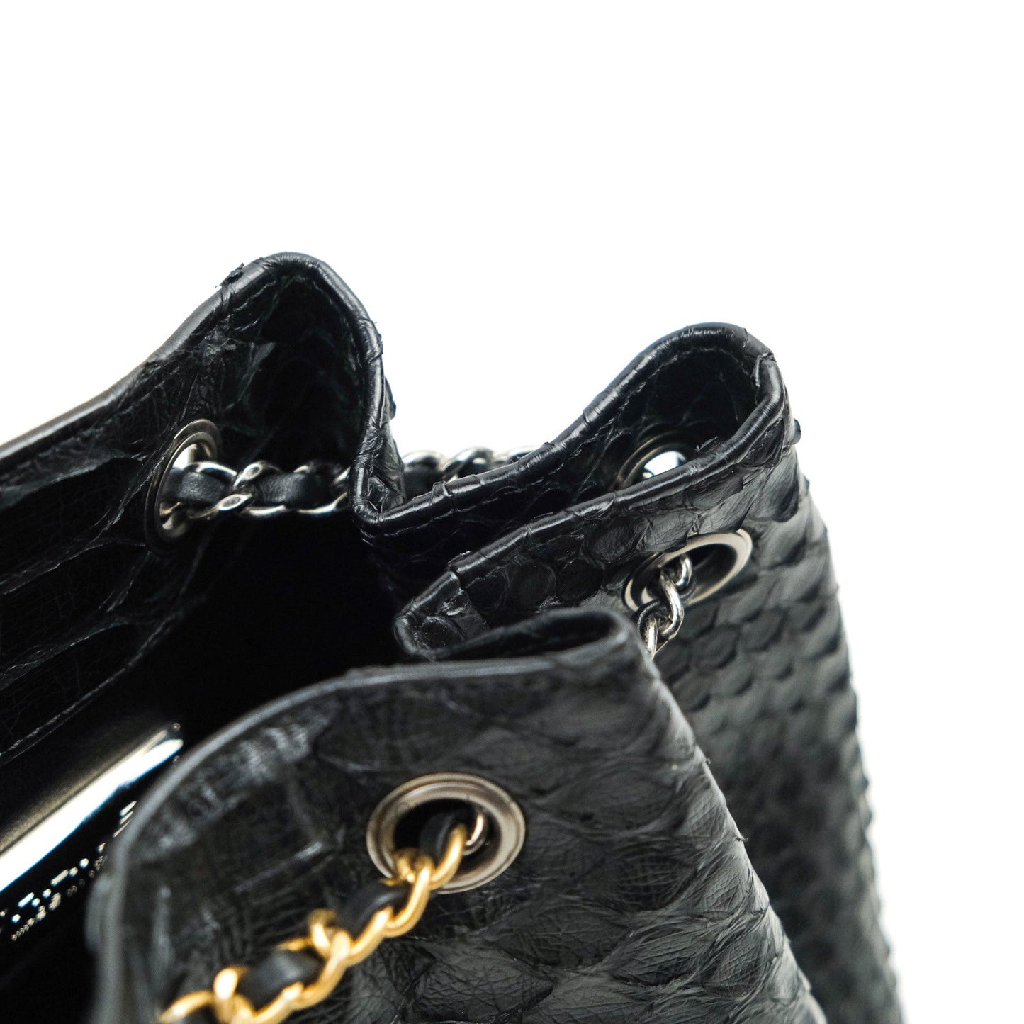 Chanel Gabrielle Backpack Black Python Small Black Mixed Hardware