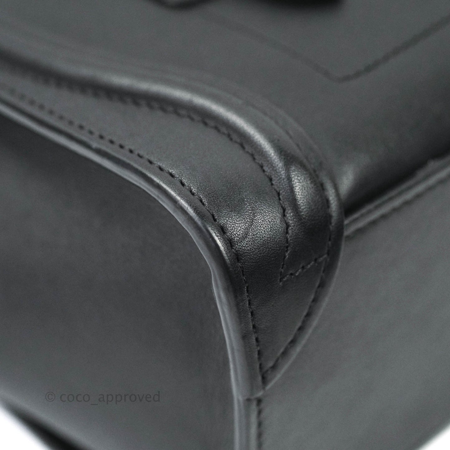 Celine Nano Luggage in Black Calfskin Antique Gold Hardware
