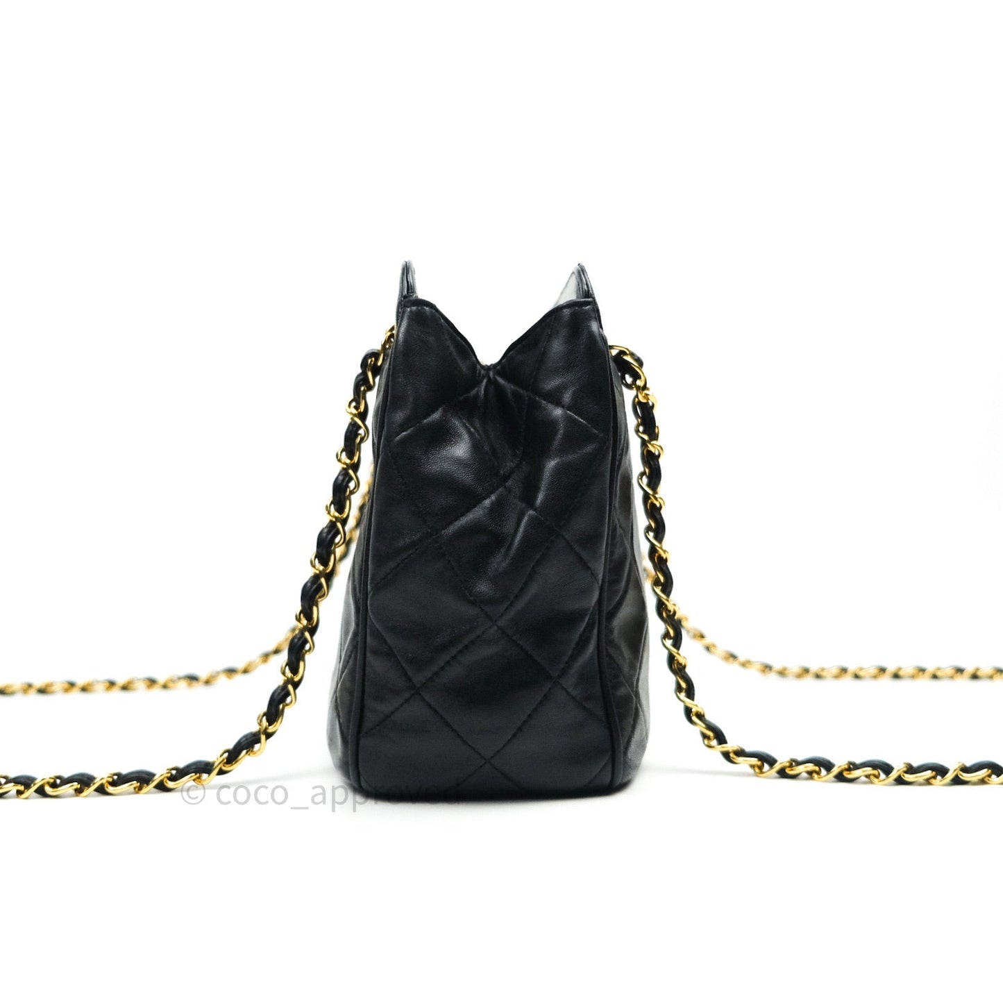 Chanel Black Quilted Lambskin Vintage Classic Camera Bag 24K Gold Hardware