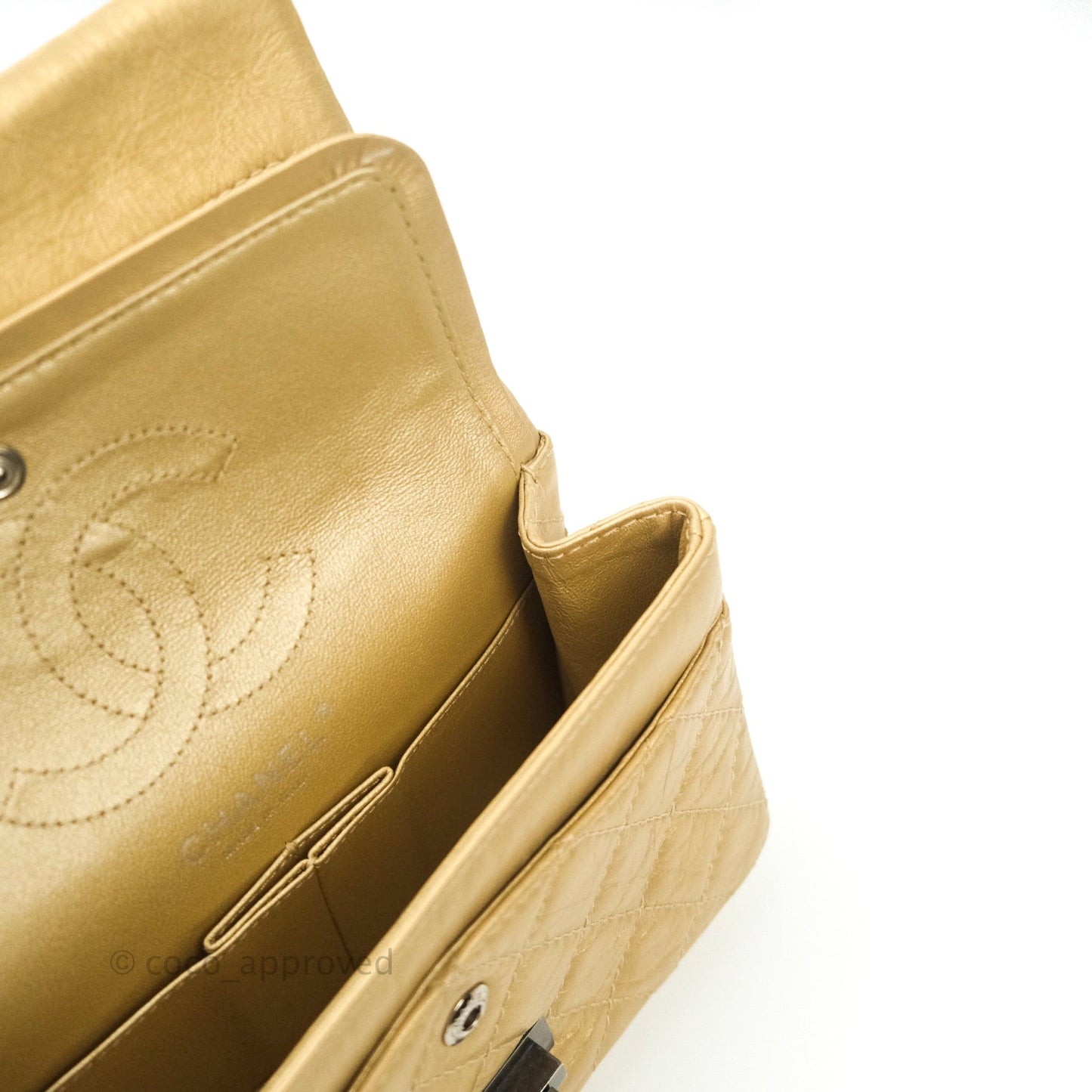 Chanel Mini Reissue 224 Gold Aged Calfskin Ruthenium Hardware