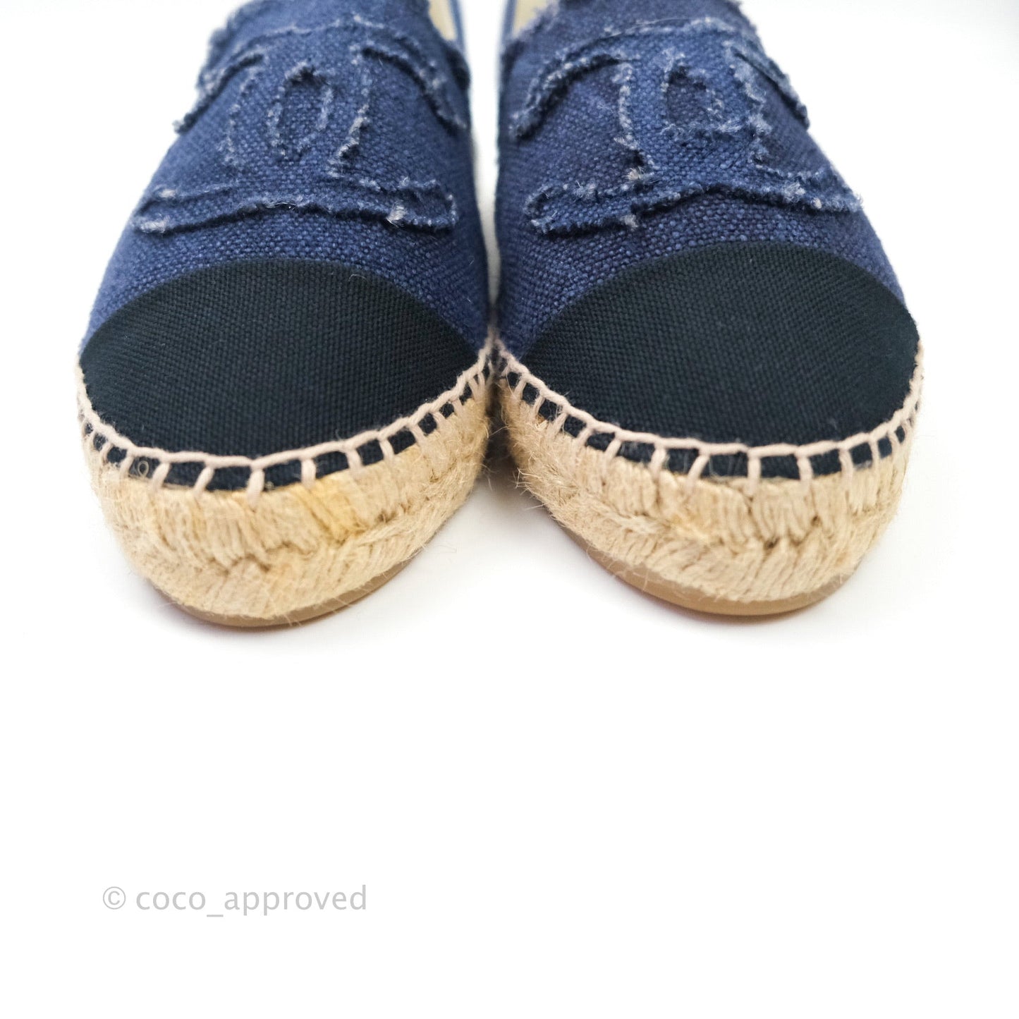 Chanel Espadrille Navy Black Tweed Size 39