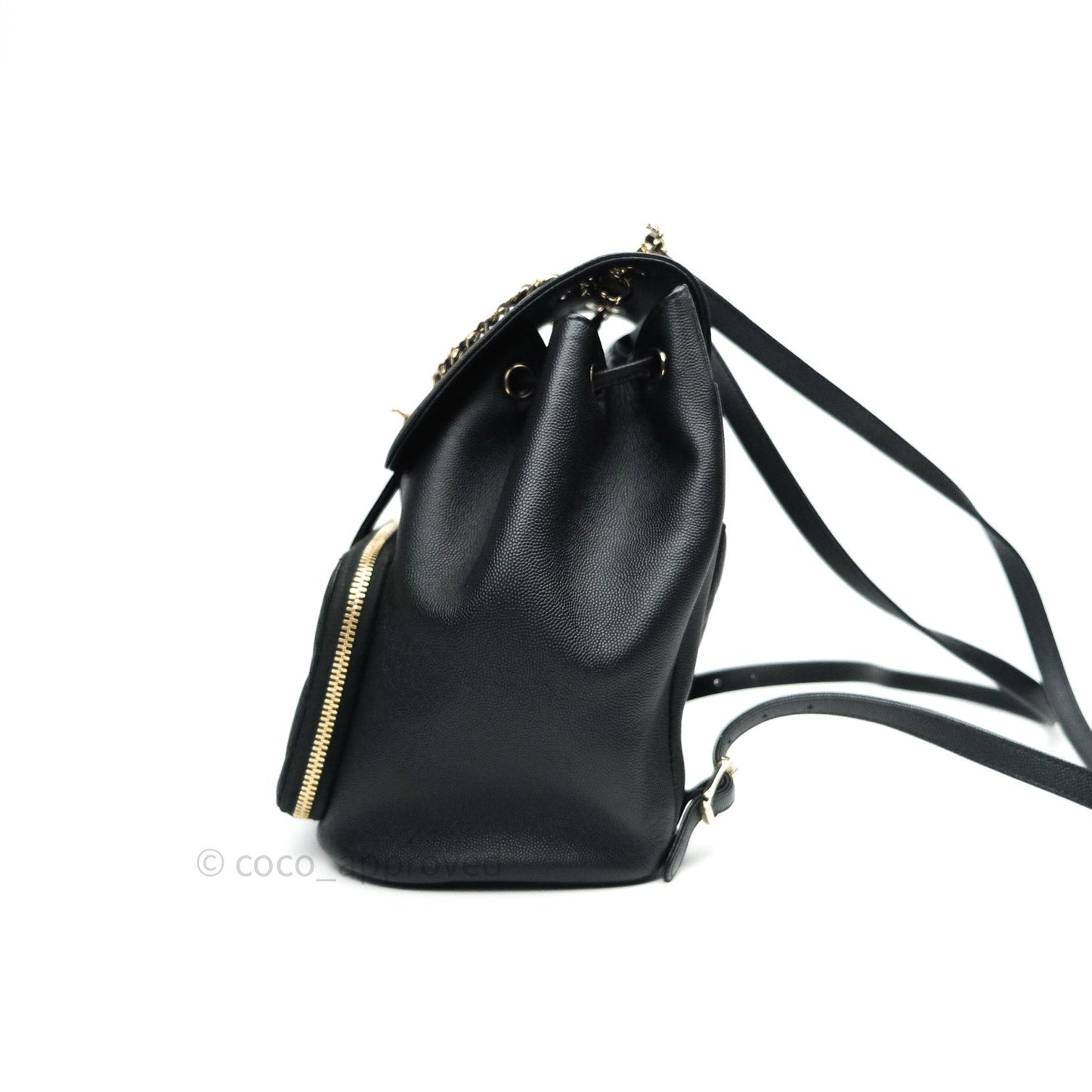 Chanel Quilted Business Affinity Backpack Black Caviar Light Gold Hardware
