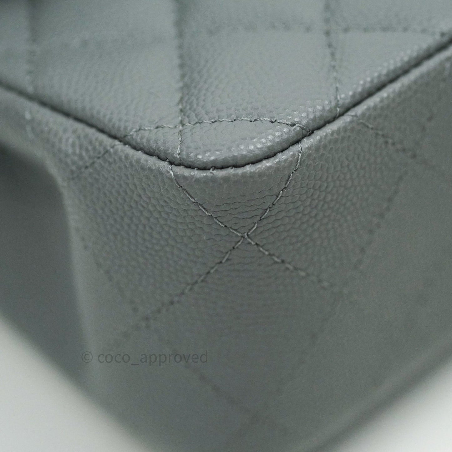 Chanel Classic Small S/M Flap Grey Caviar Light Gold Hardware
