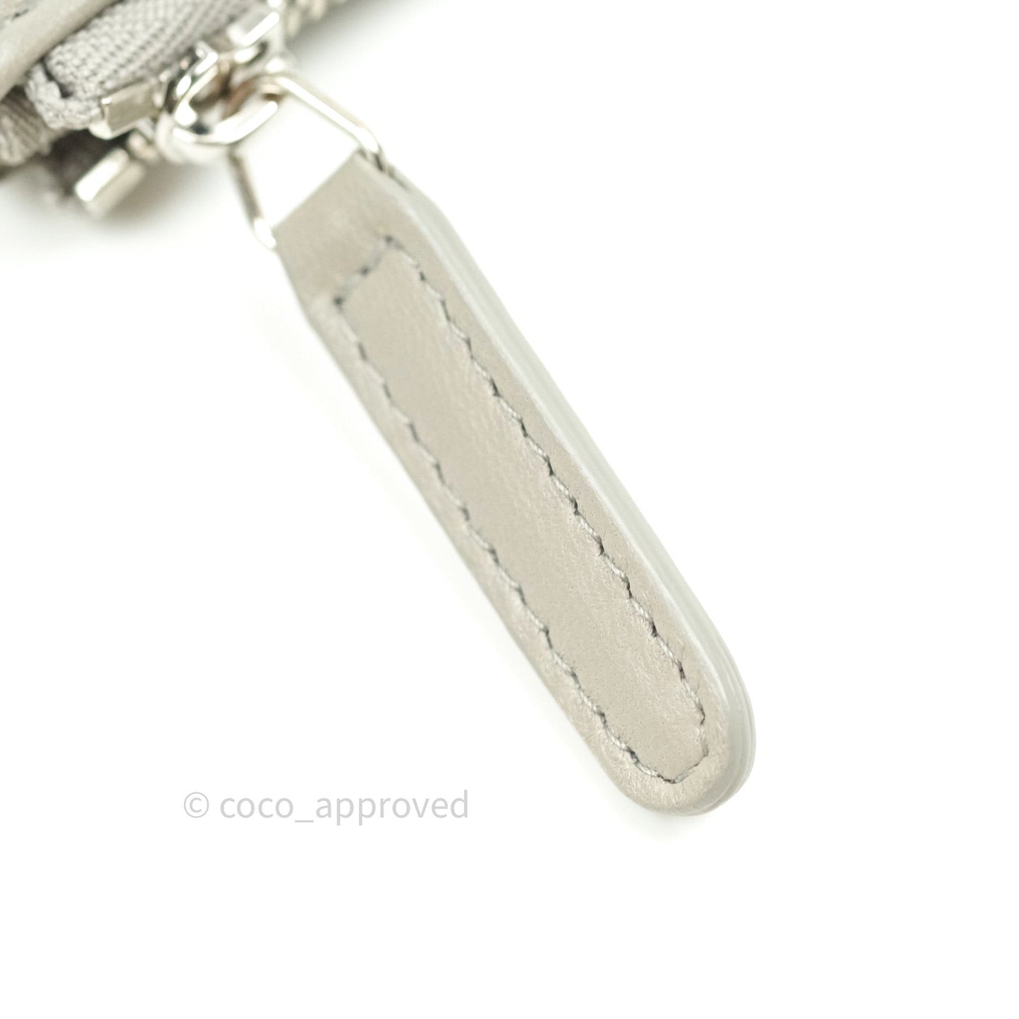 Chanel Quilted Mini O Case Grey Lambskin Silver Hardware