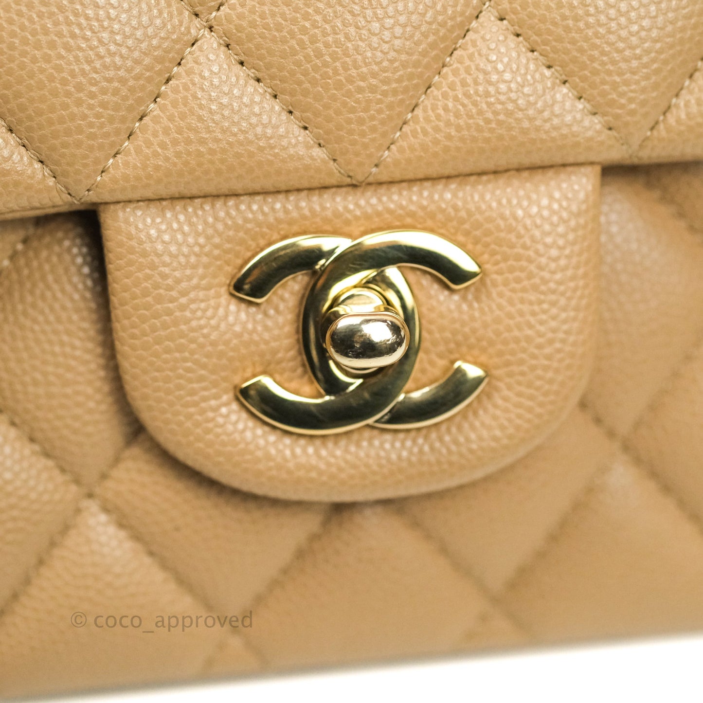Chanel Classic M/L Medium Double Flap Dark Beige Caviar Gold Hardware 19B
