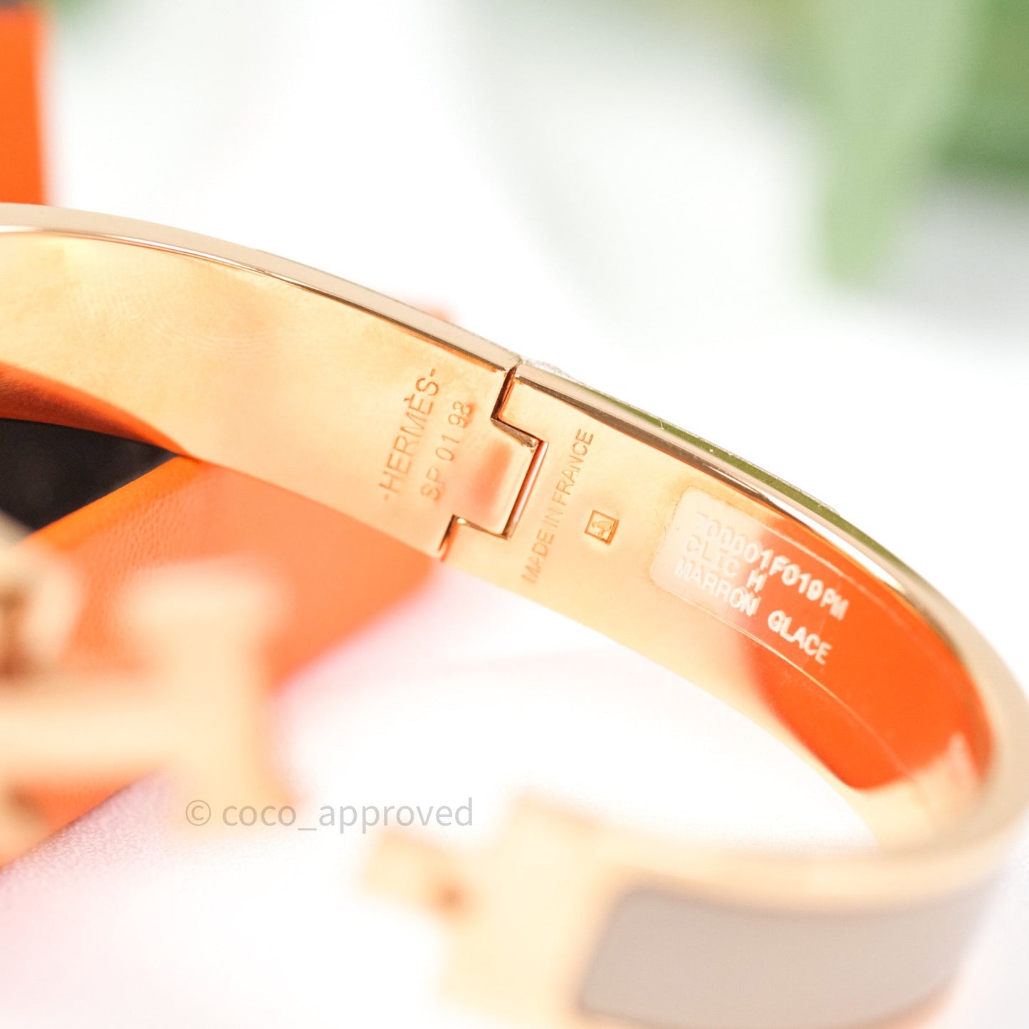 Hermès Clic Clac Narrow Marron Glace Rose Gold