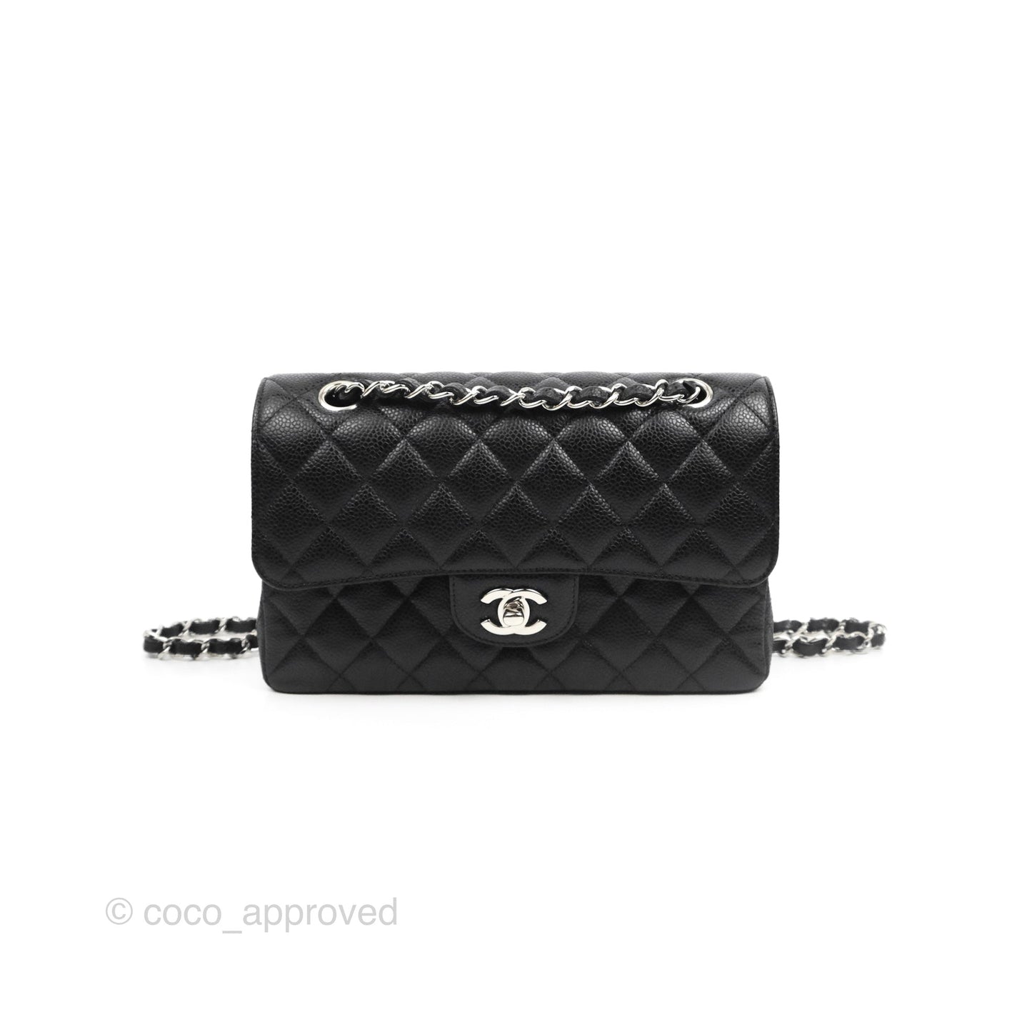 Chanel Small Classic Flap Quilted Black Caviar Silver Hardware