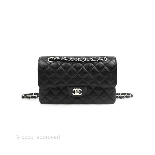 Chanel Small Classic Flap Quilted Black Caviar Silver Hardware