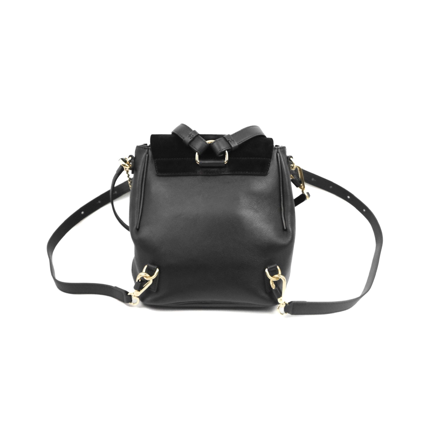Chloe Small Faye Backpack Suede Calfskin Black Gold Hardware