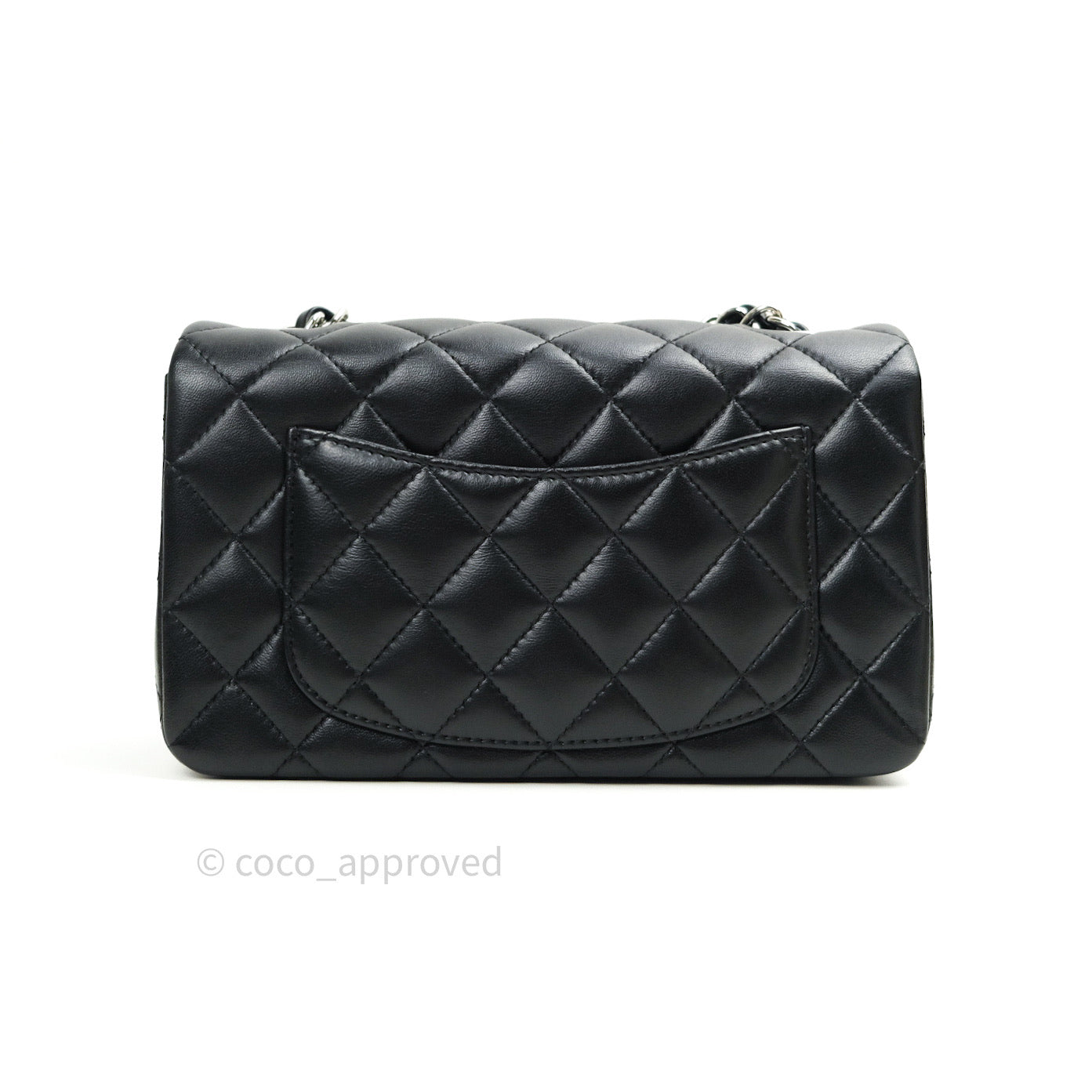 Chanel Quilted Mini Rectangular Black Lambskin Silver Hardware