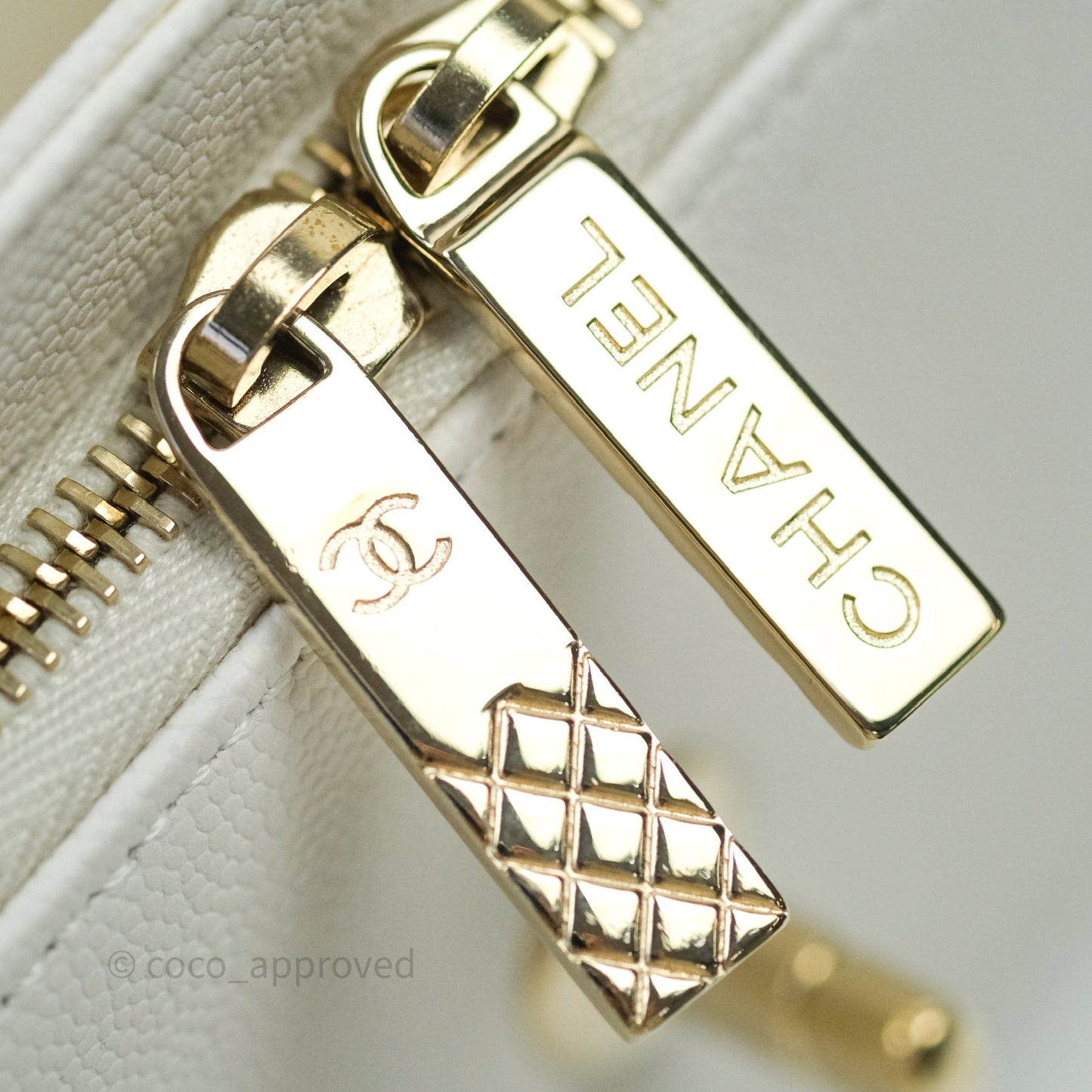 Chanel Quilted Small Business Affinity Flap White Caviar Light Gold Hardware