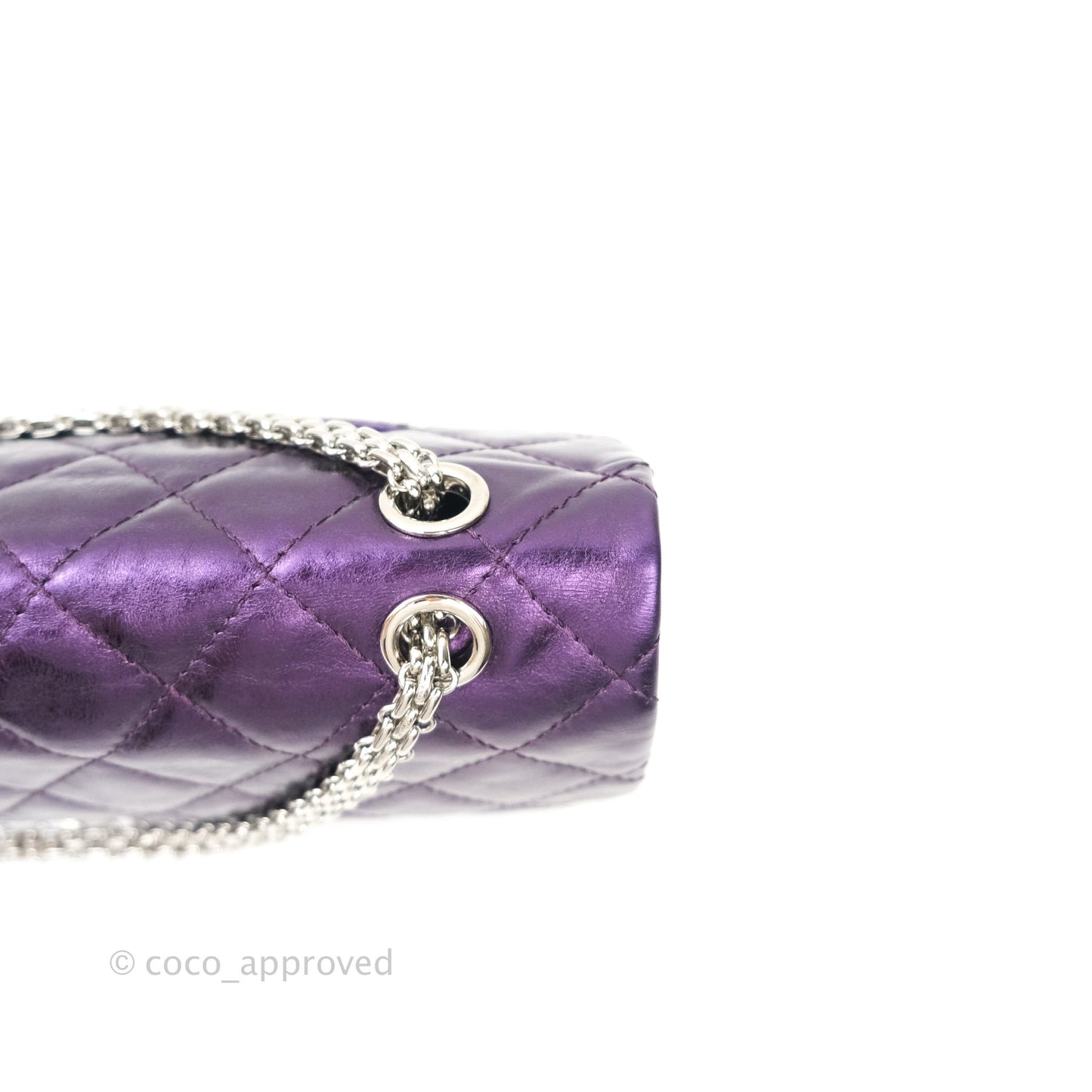 Chanel Reissue Quilted Glazed Calfskin Metallic Purple Silver Hardware 227