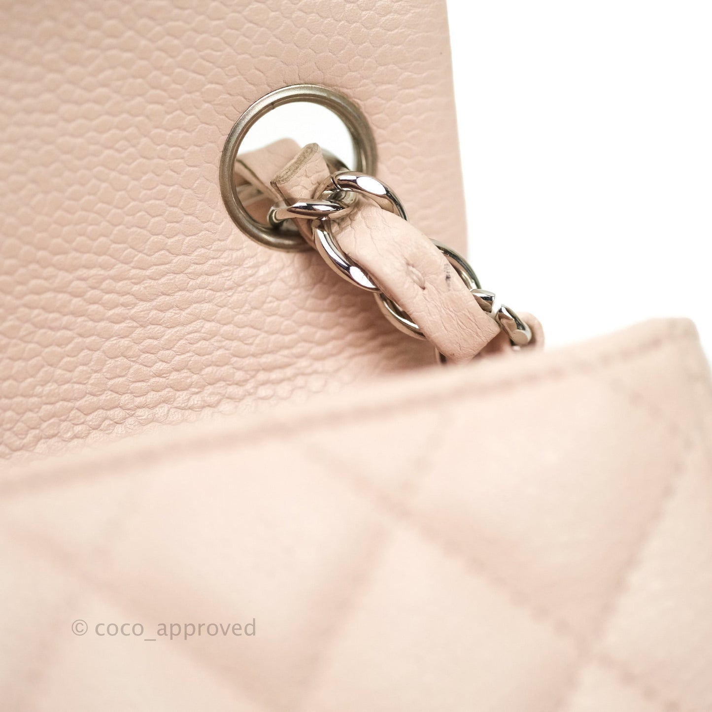Chanel Mini Square Sakura Pink Caviar Silver Hardware