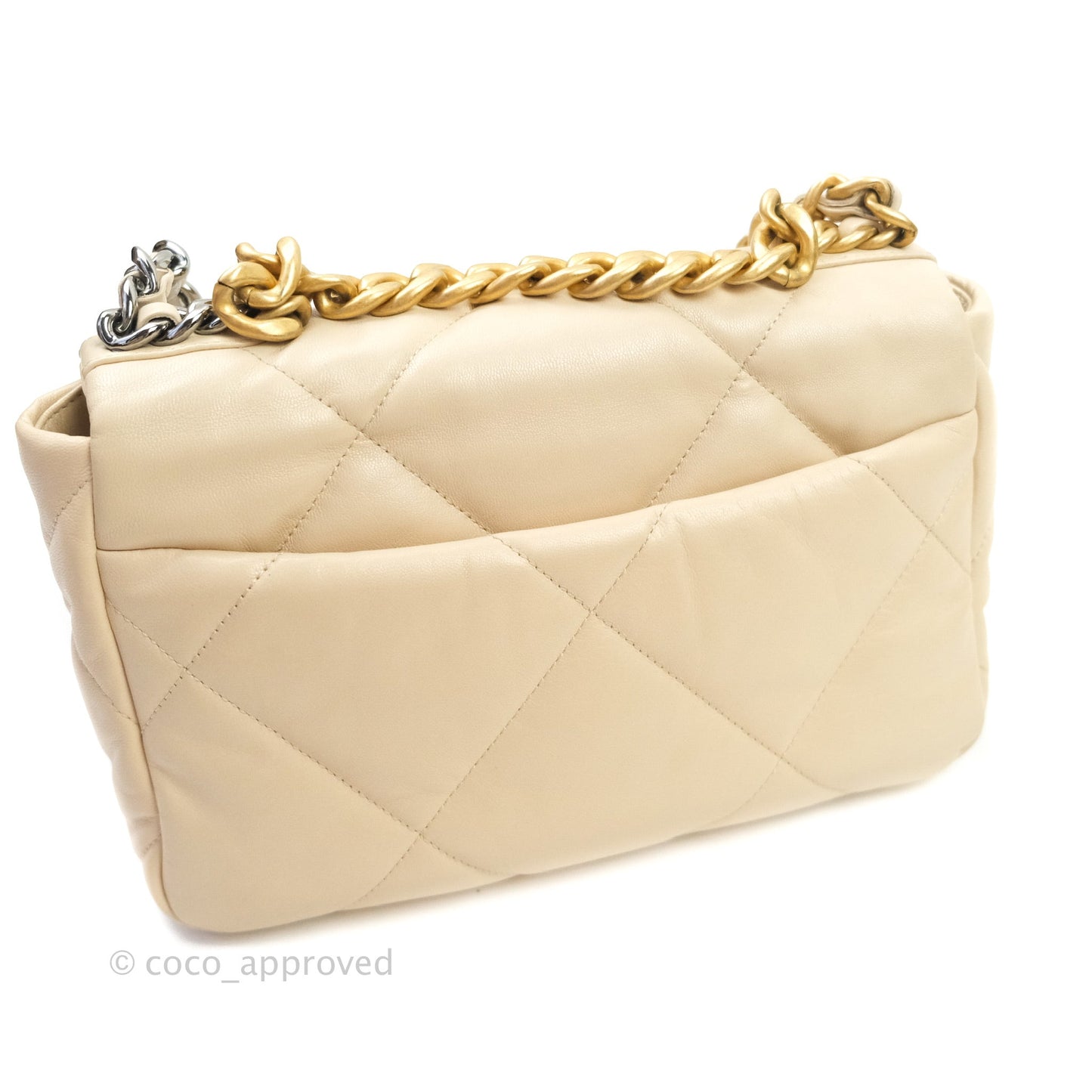 Chanel 19 Small Beige Goatskin Mixed Hardware