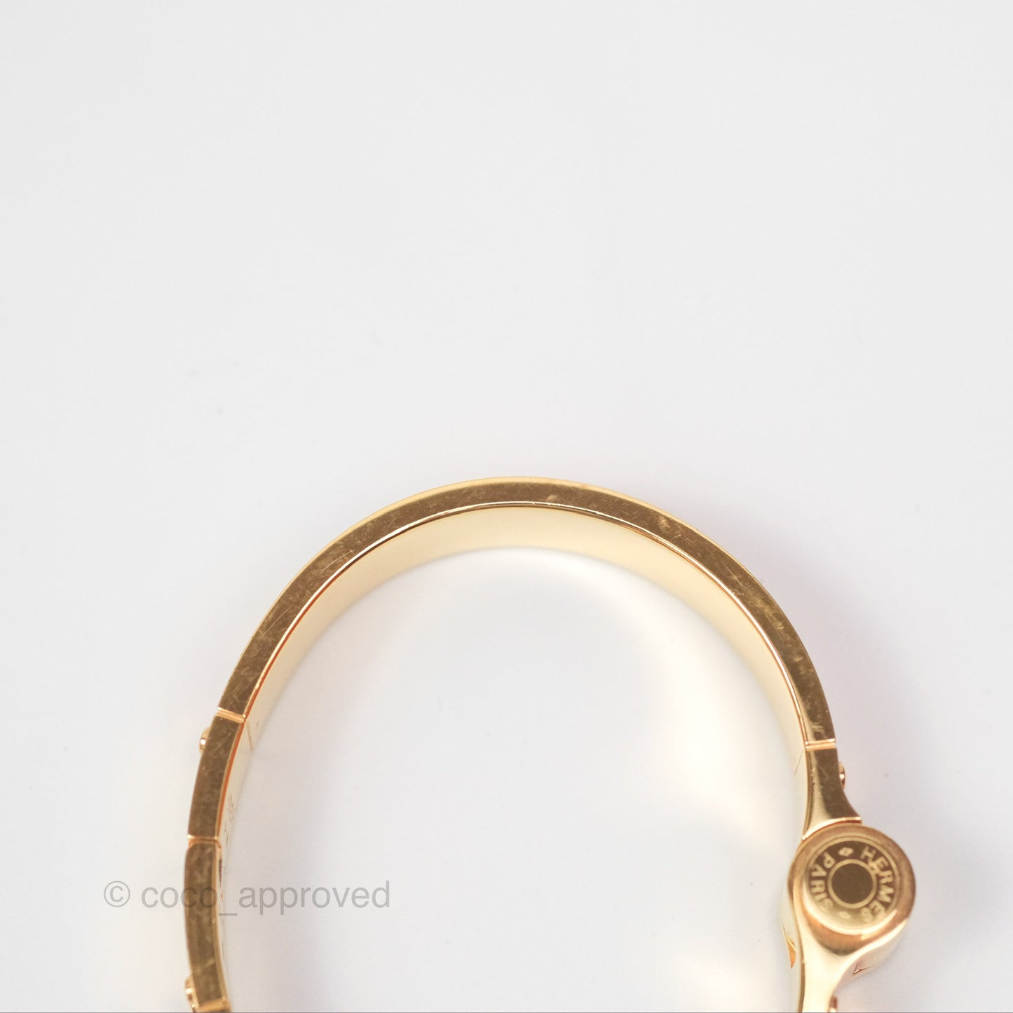 Hermès Clic H Enamel Printed Bracelet Rose Dragee Gold PM