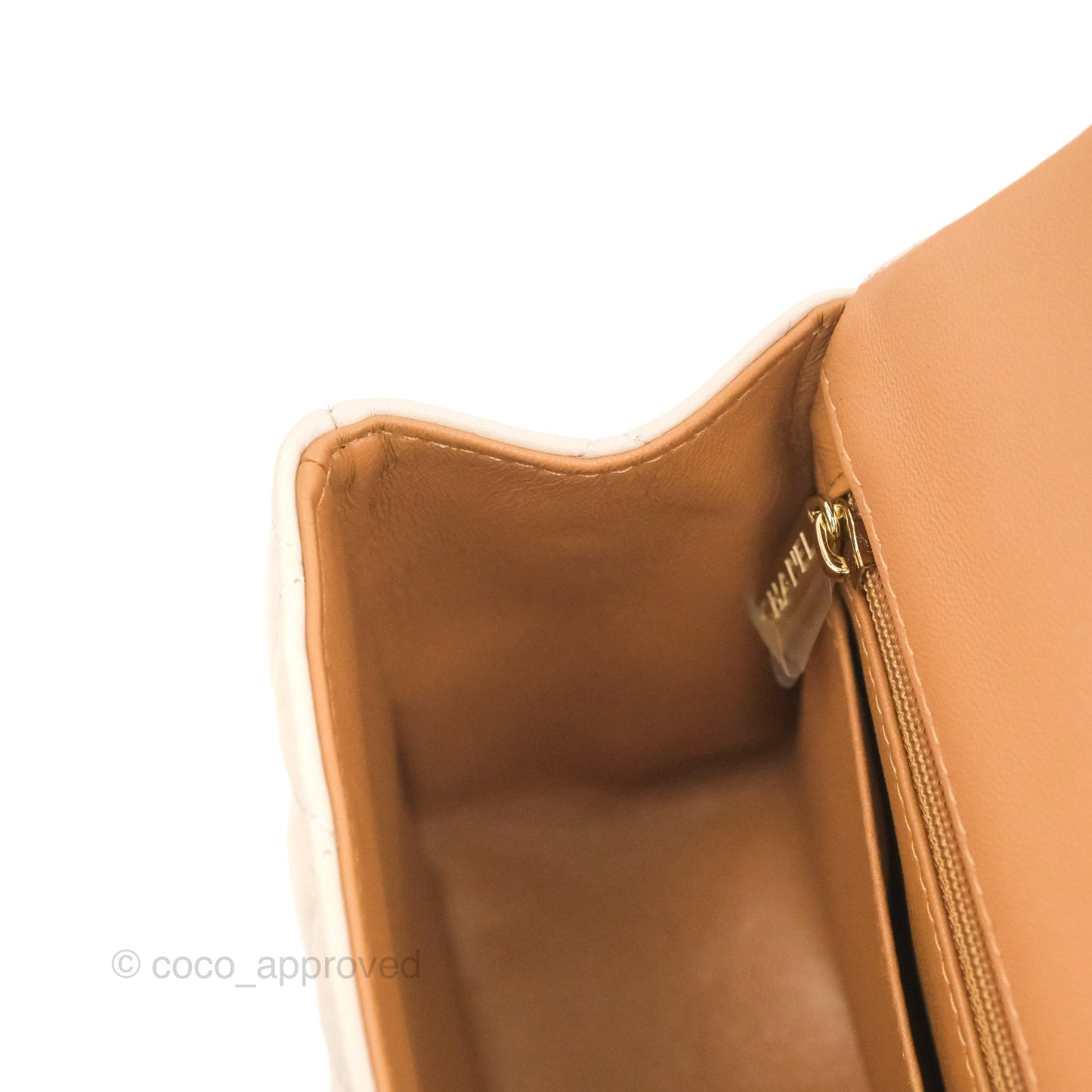 Chanel Top Handle Mini Rectangular Flap Bag Ecru/Beige Lambskin Gold Hardware 23P