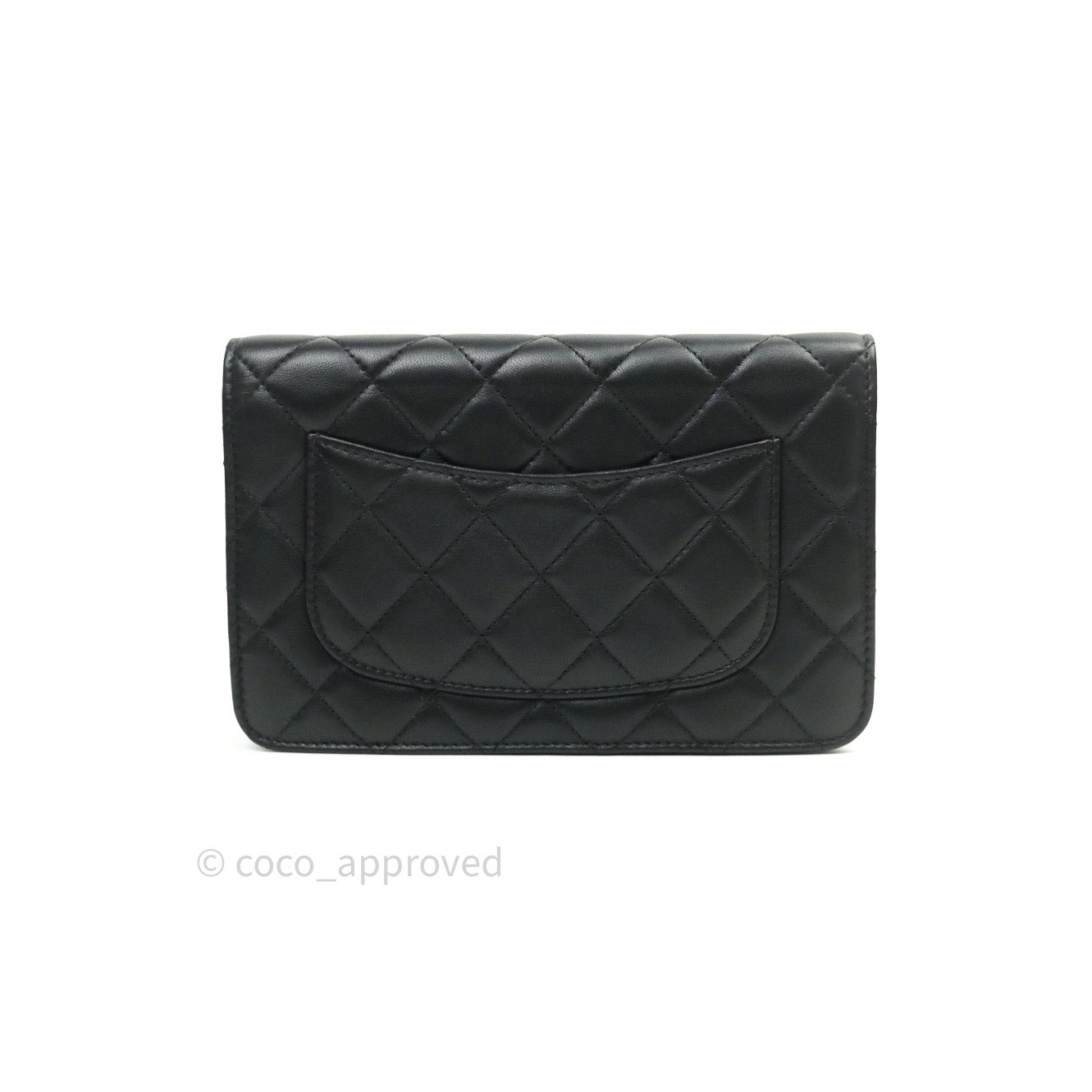 Chanel Quilted Wallet on Chain WOC Black Lambskin Beige Hardware