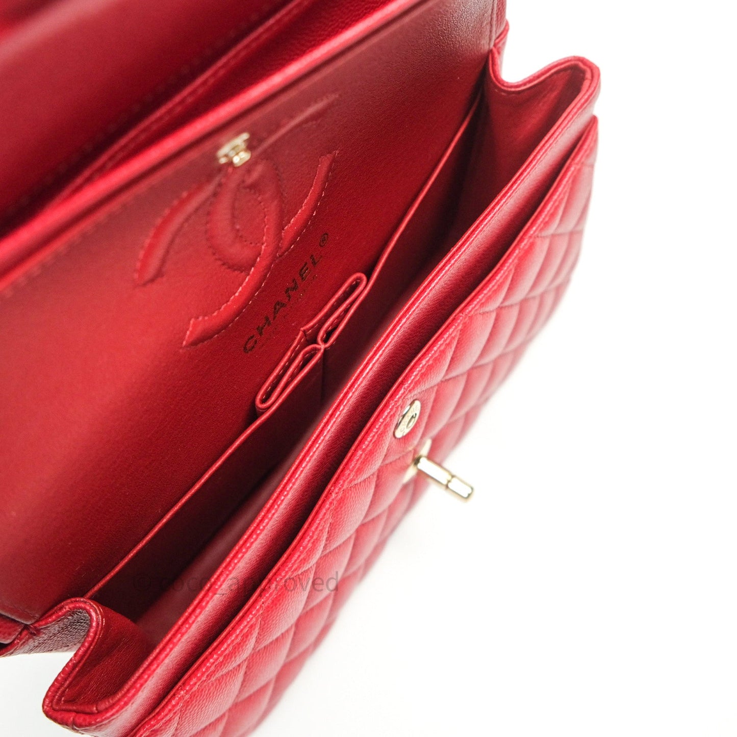 Chanel Classic Small S/M Flap Red Caviar Gold Hardware 19B